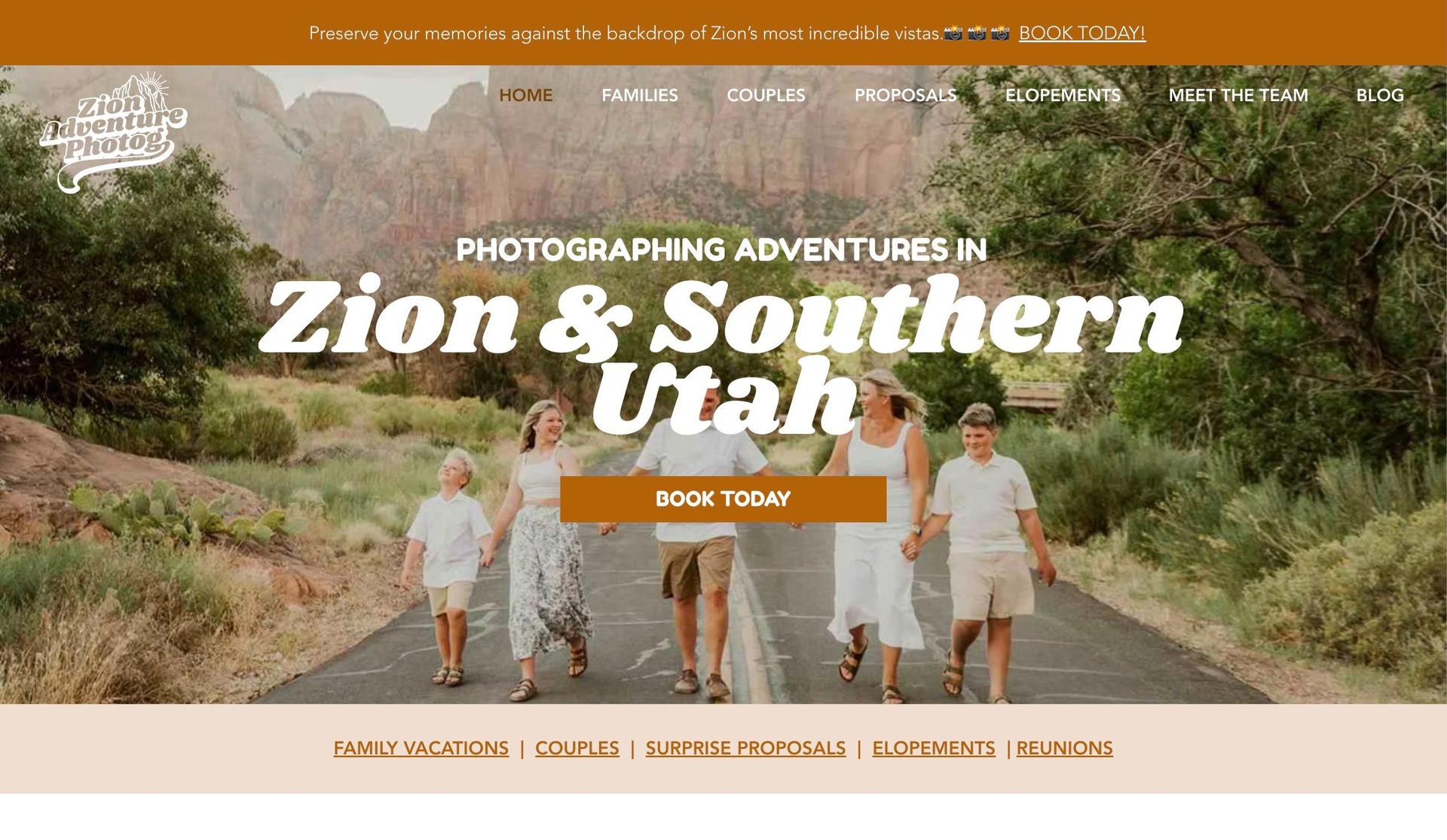 Zion Adventure Photog-homepage design examples