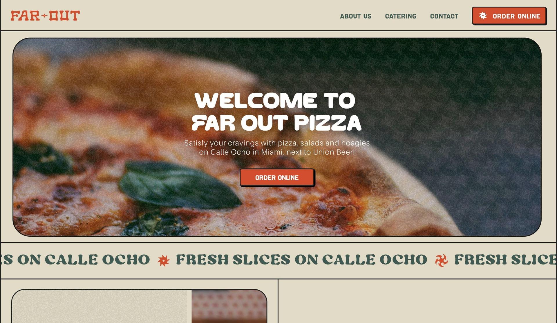Far Out Pizza-framer website examples