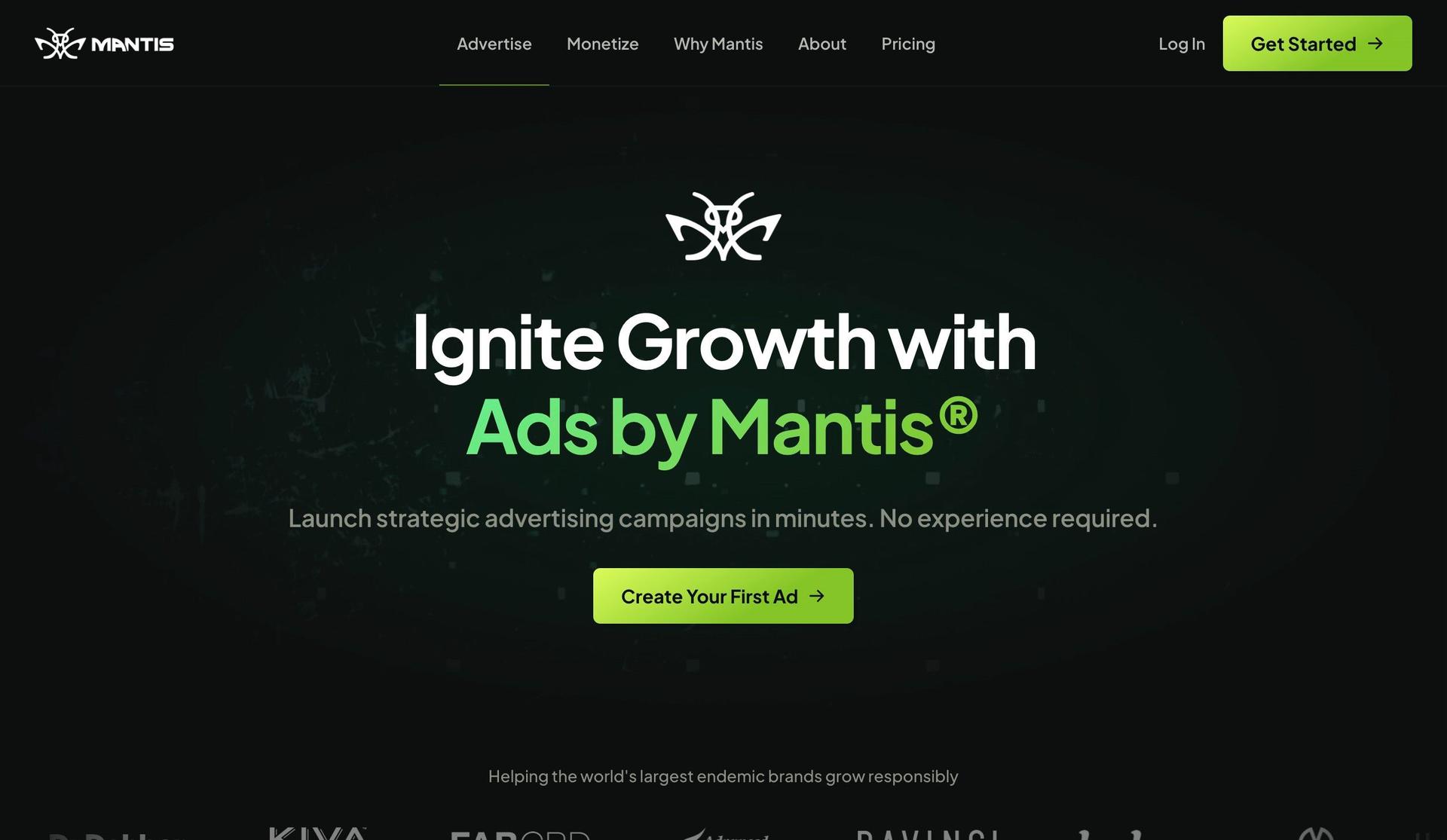 Mantis Ad Network-framer website examples
