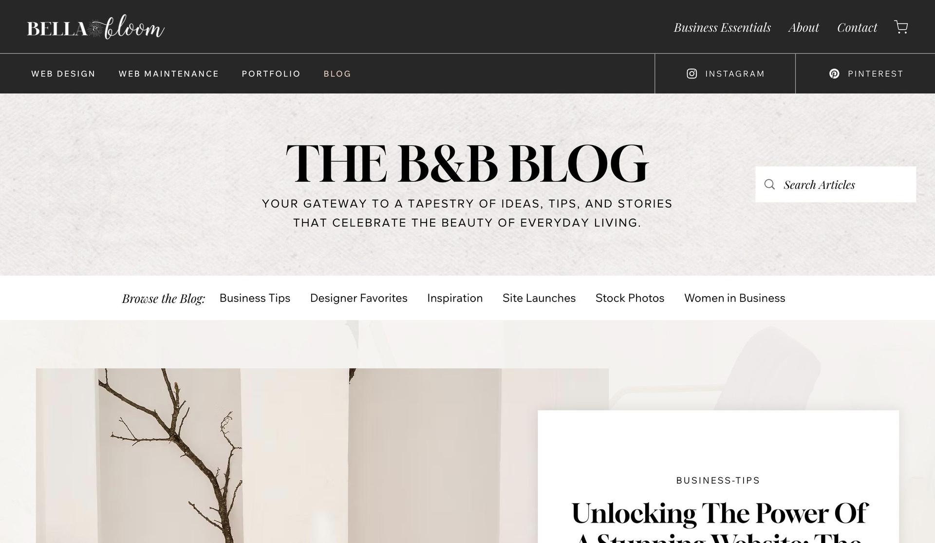 Bella and Bloom-wix blog examples