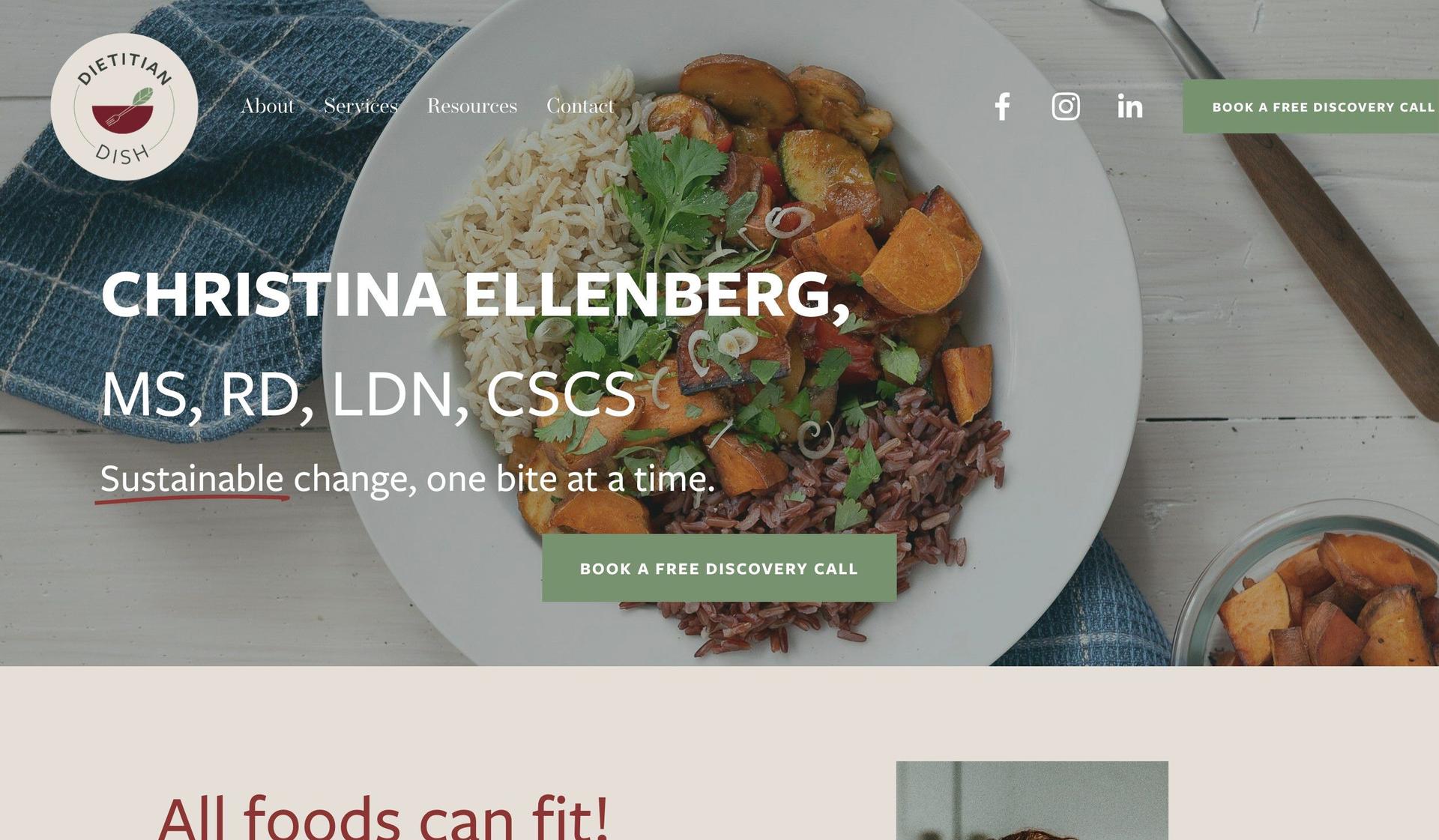 Dietitian Dish-wellness website examples