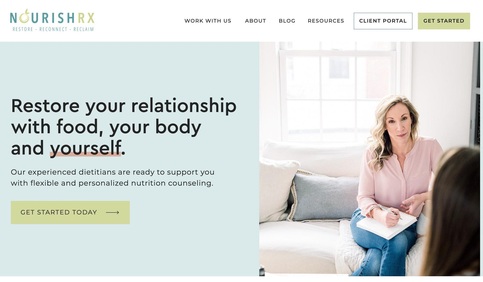 Nourish RX-dietitian website examples