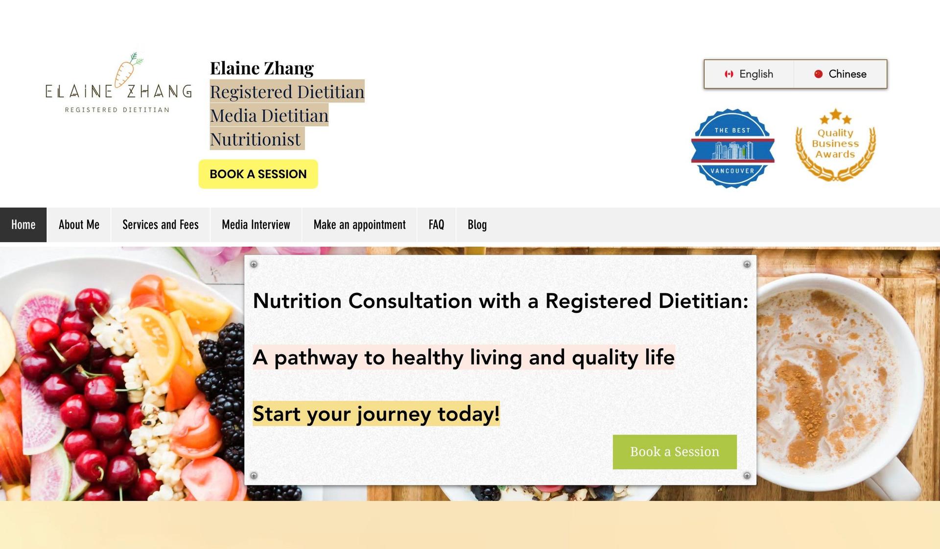 Elaine Zhang Dietitian-nutrition websites