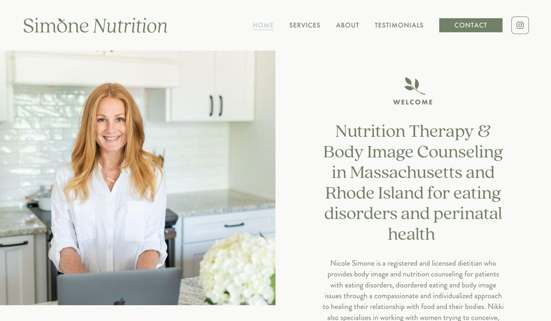 Simone Nutrition-dietitian website examples