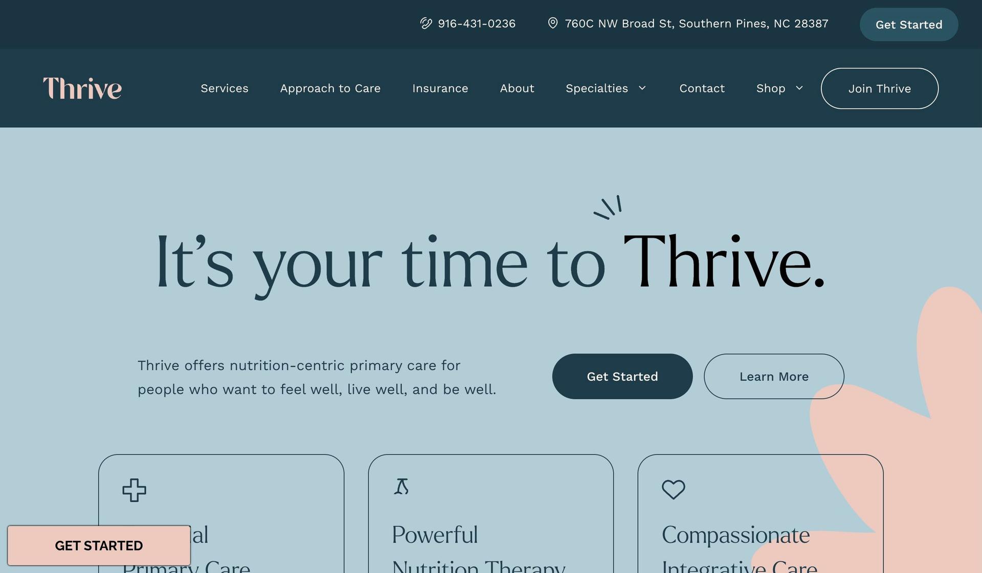 Thrive Clinics-dietitian website examples