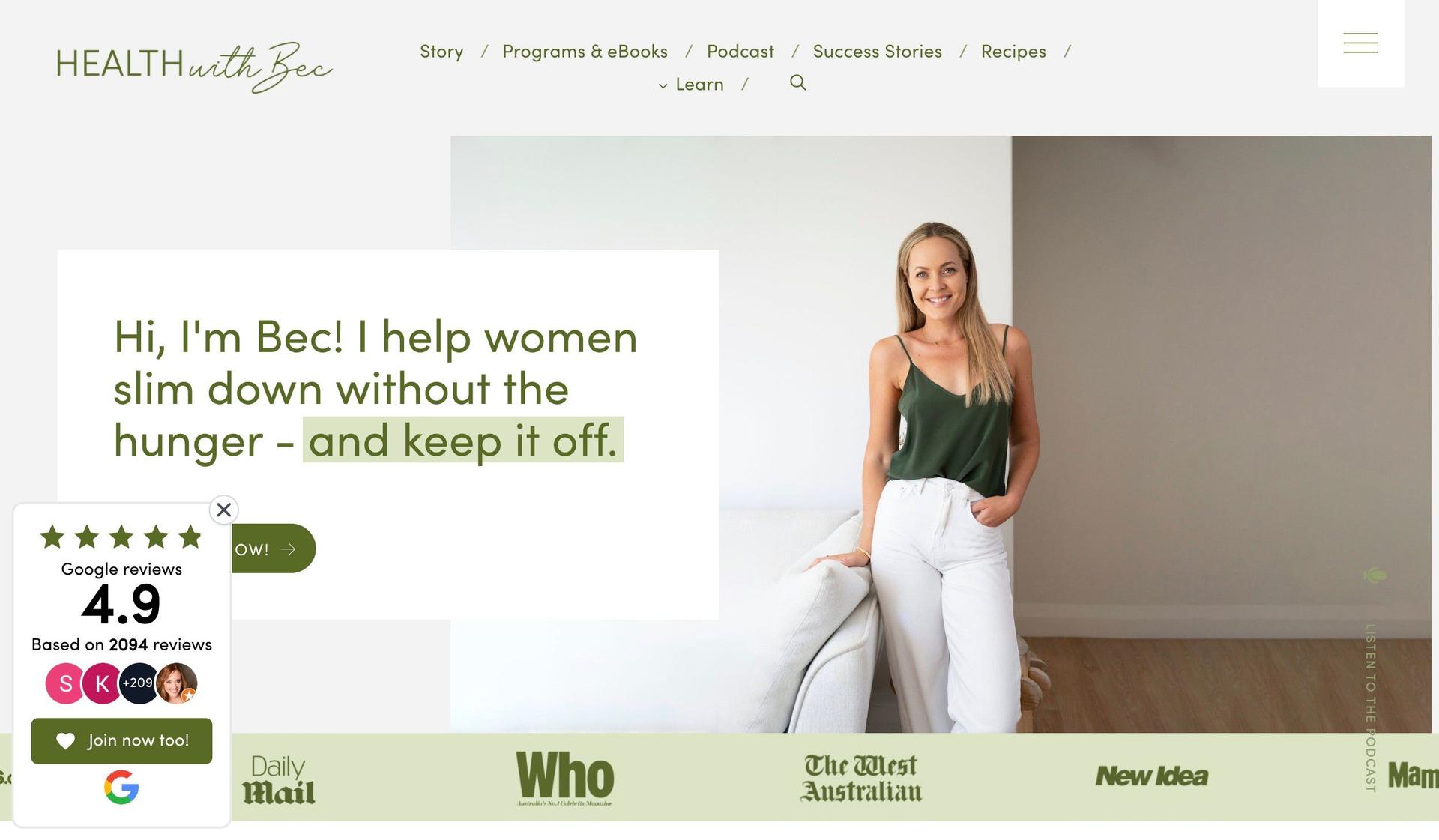 Health with Bec-nutrition websites