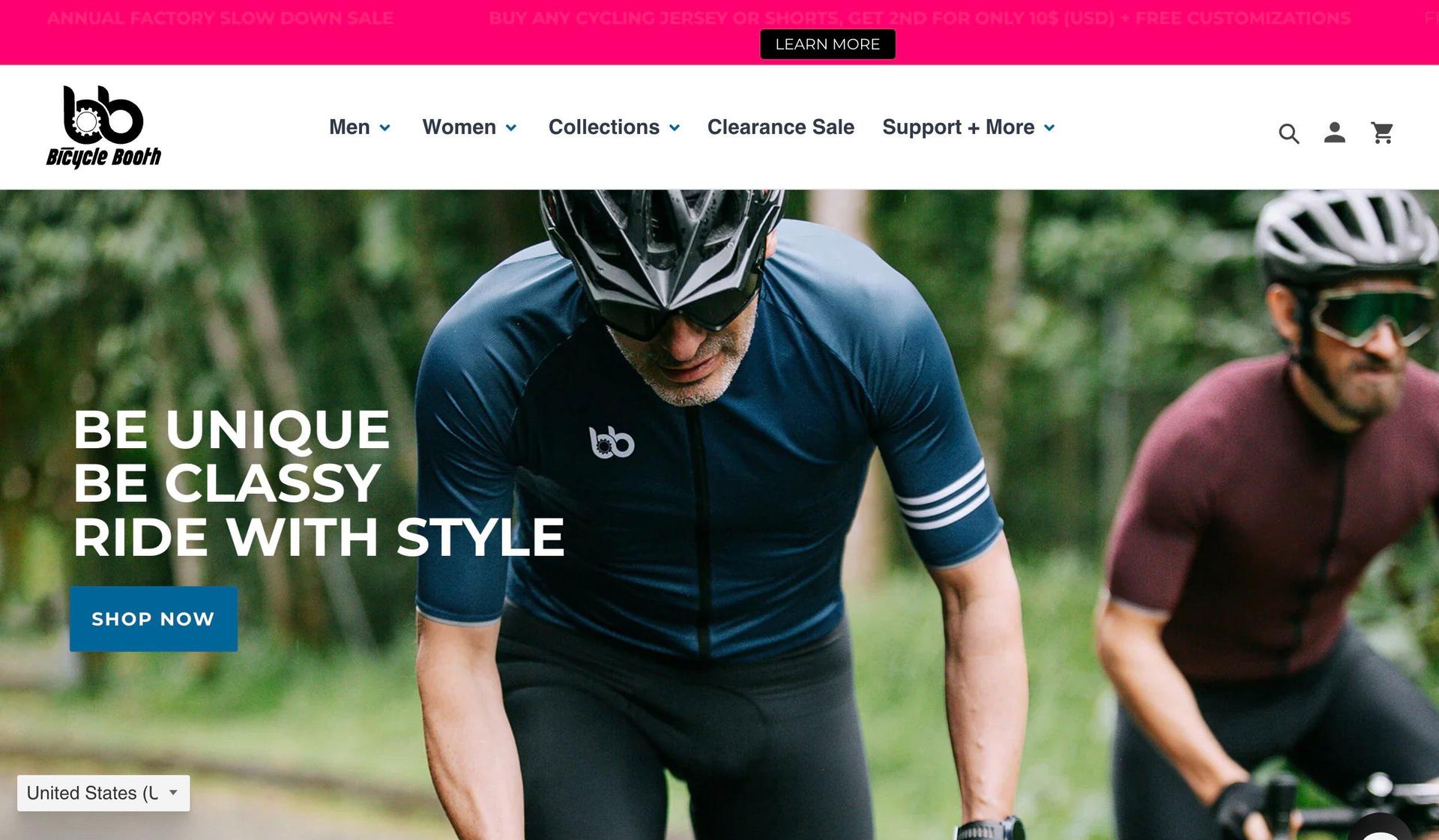 Bicycle Booth-shopify dropshipping store examples