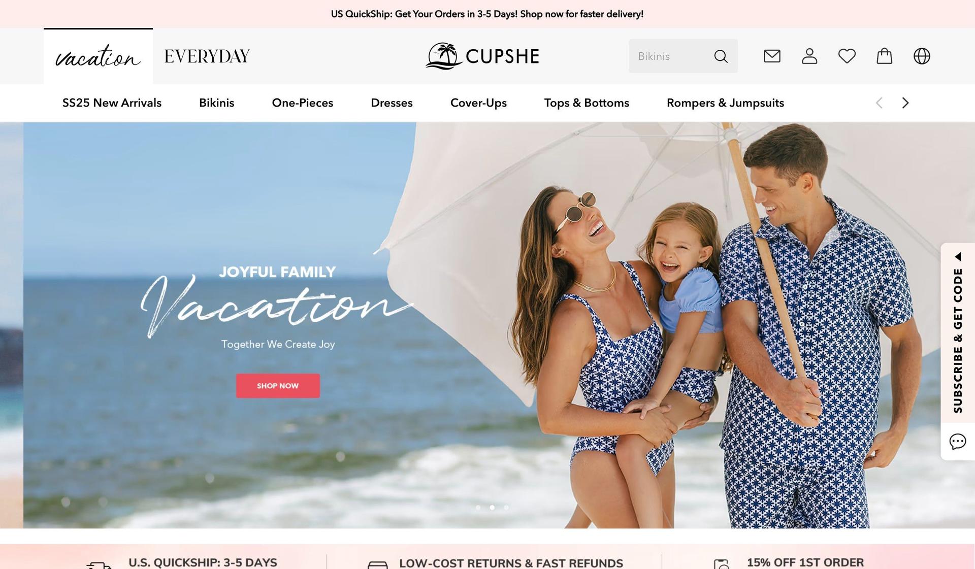 Cupshe-shopify dropshipping store examples