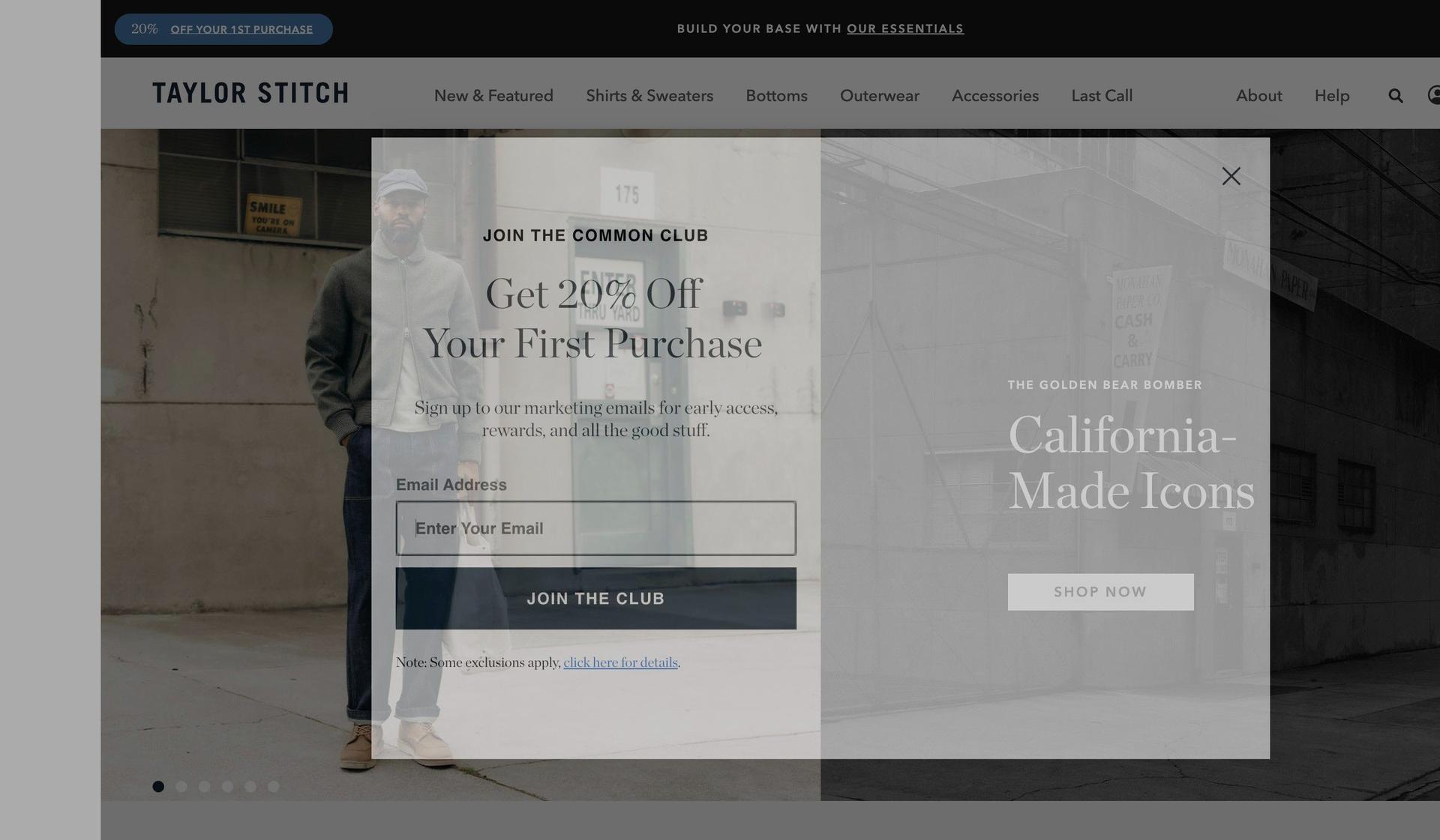 Taylor Stitch-tailor website design