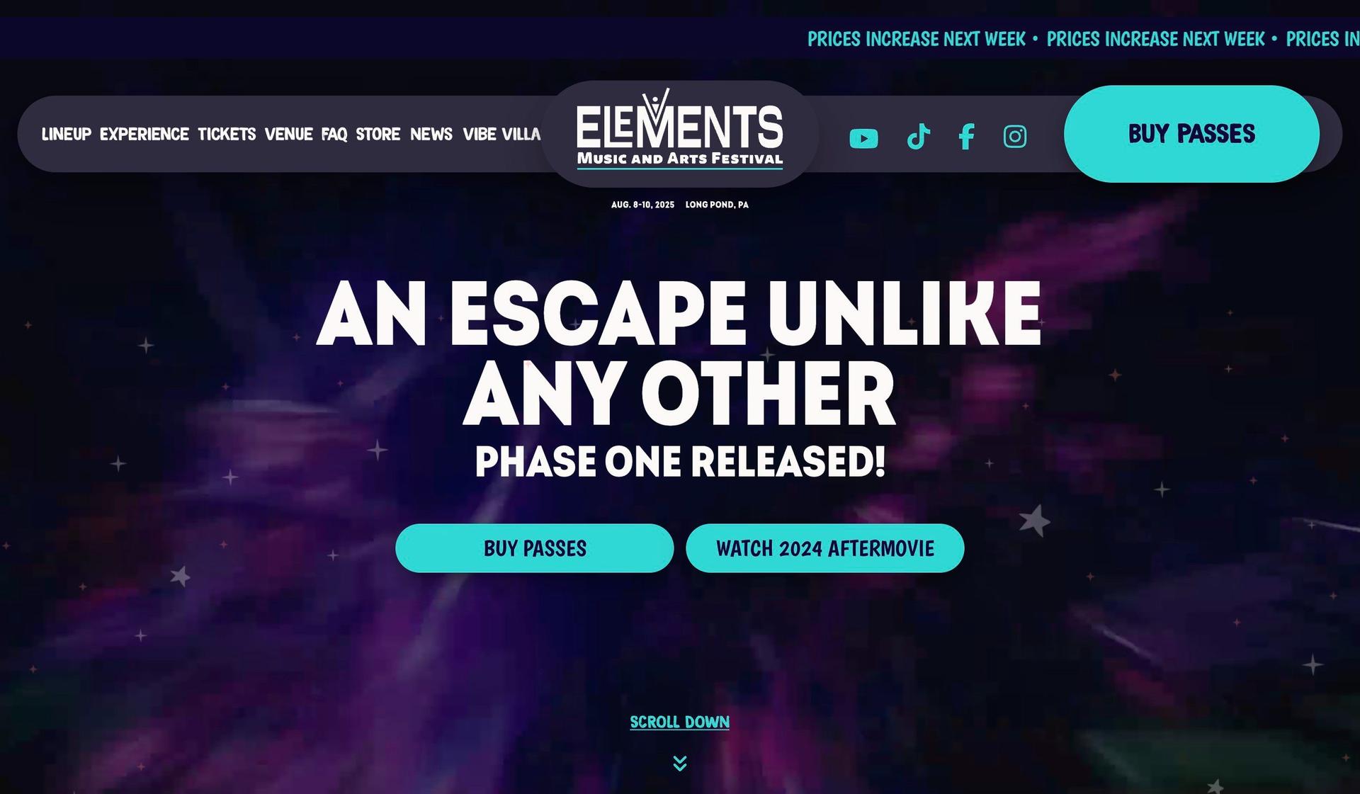 Elements Fest-event websites