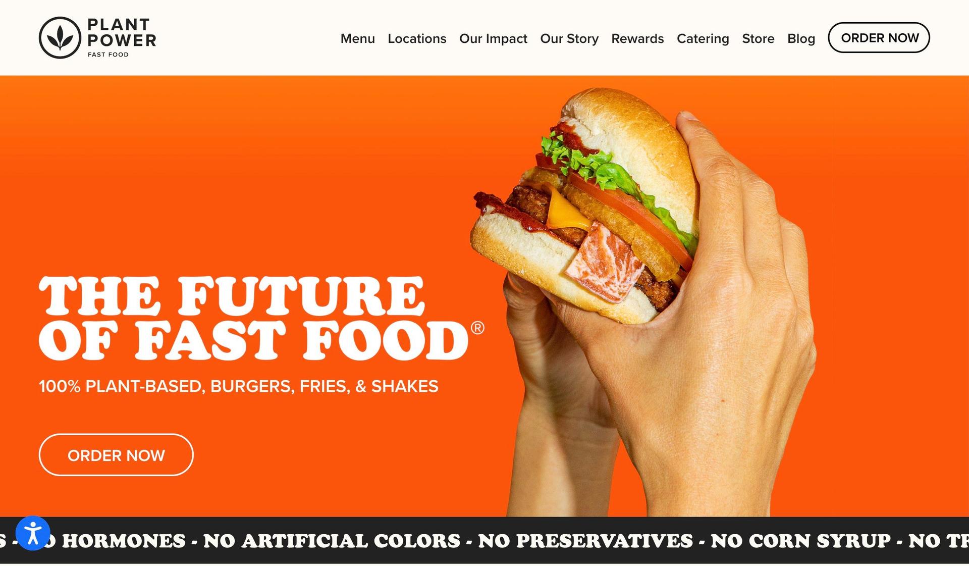 Plant Power Fast Food-food website examples