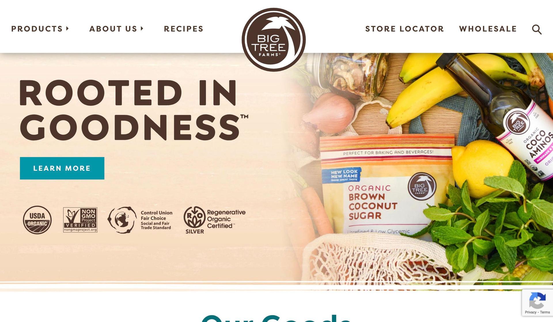 Big Tree Farms-food website examples