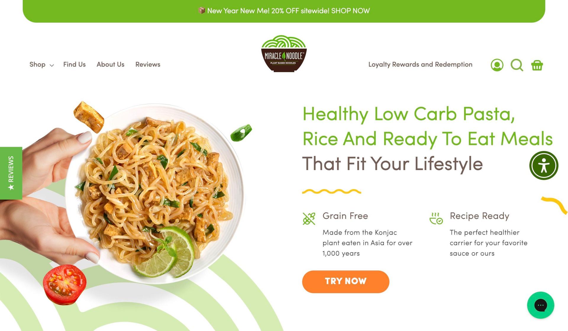 Miracle Noodle-food website examples