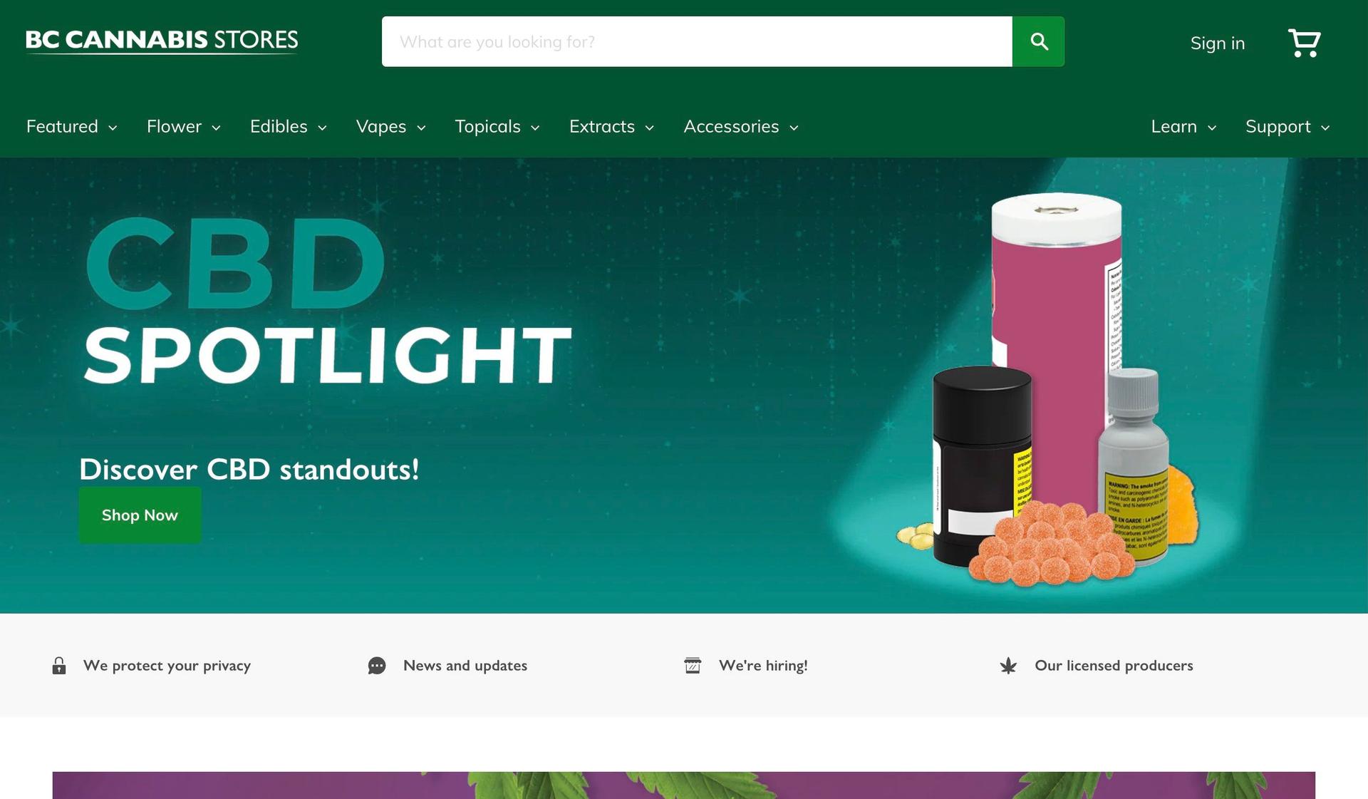 BC Cannabis Stores-green websites