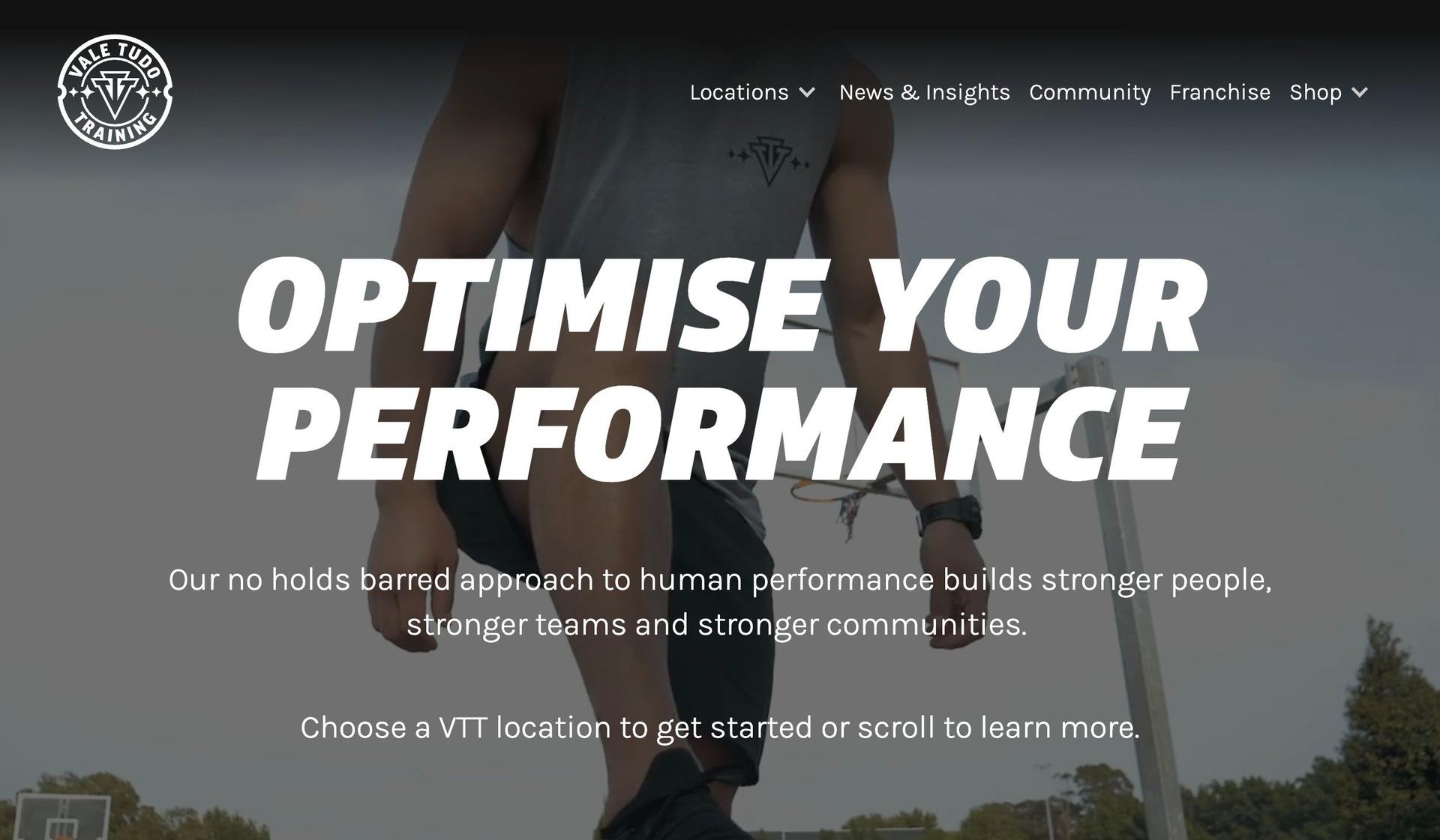 Valetudo Training-gym website design
