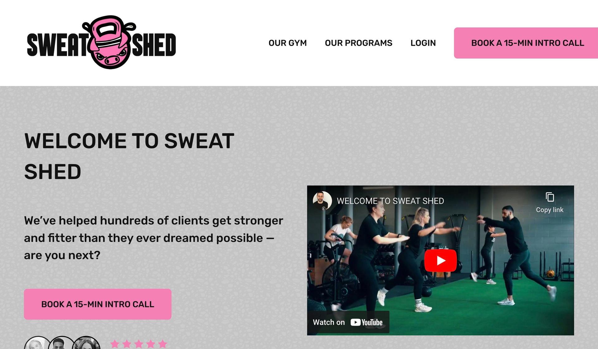 Sweat Shed Gym-gym website design