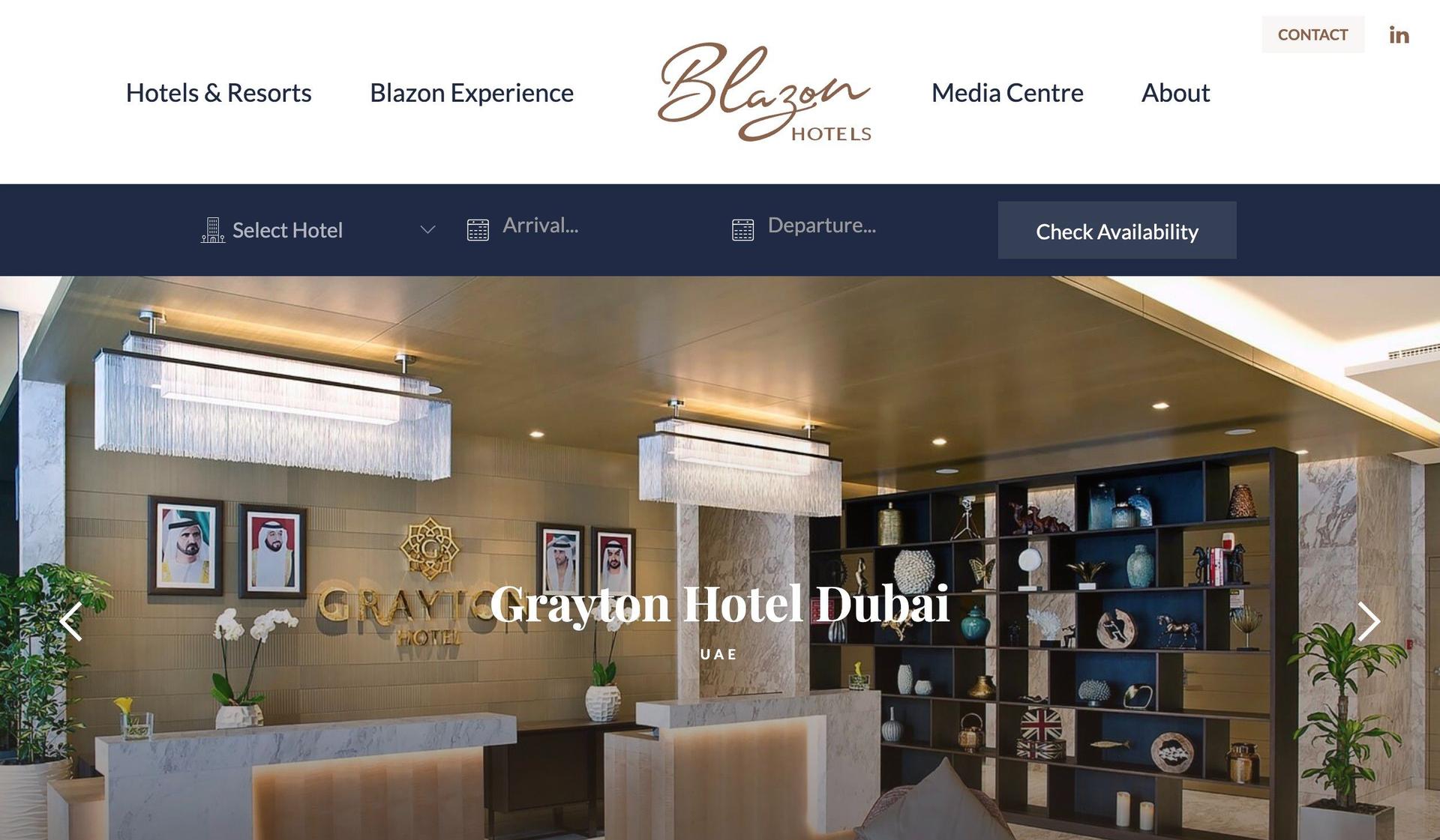Blazon Hotels-hotel website examples
