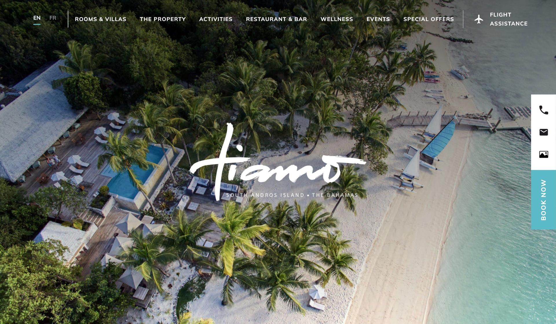Tiamo Resorts-hotel website examples