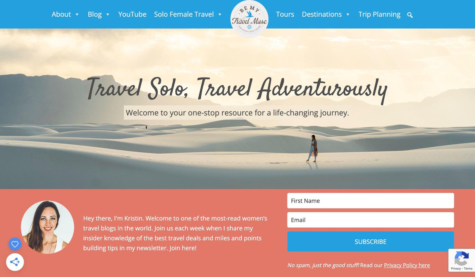 Be My Travel Muse-influencer website examples