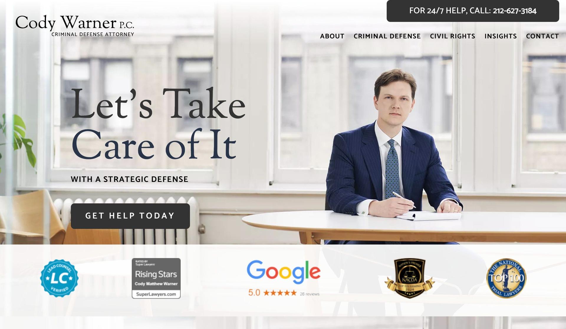 Cody Warner Criminal Defense-solo law firm websites