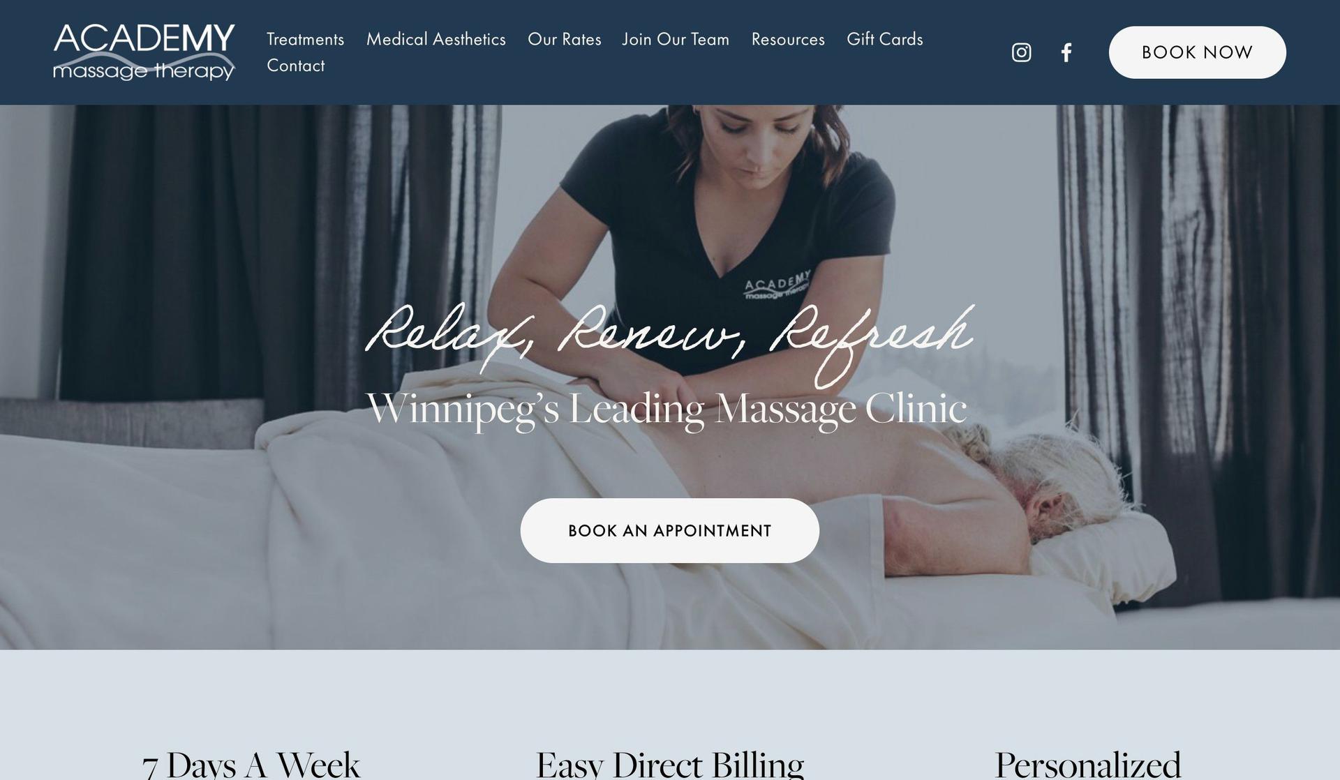 Academy Massage-massage therapist websites