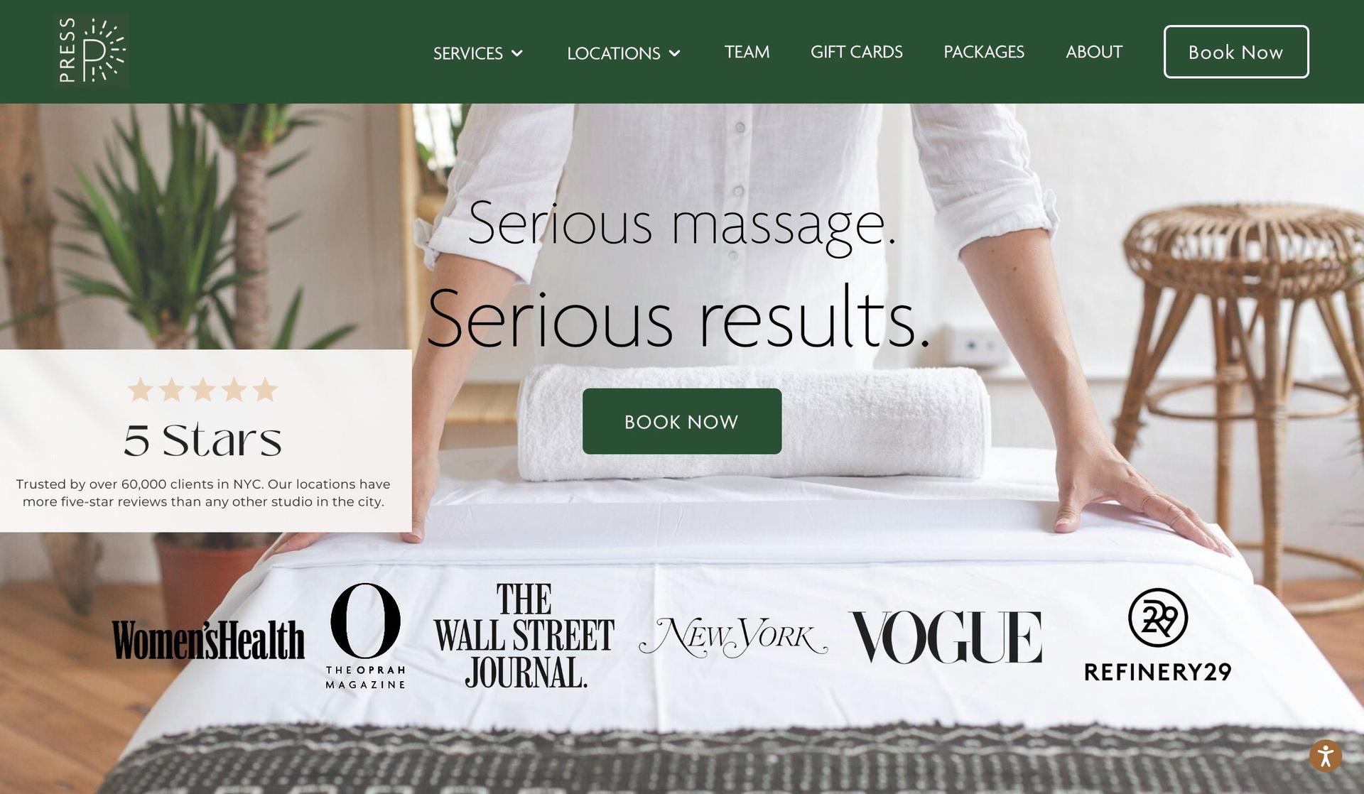 Press Modern Massage-massage therapist websites