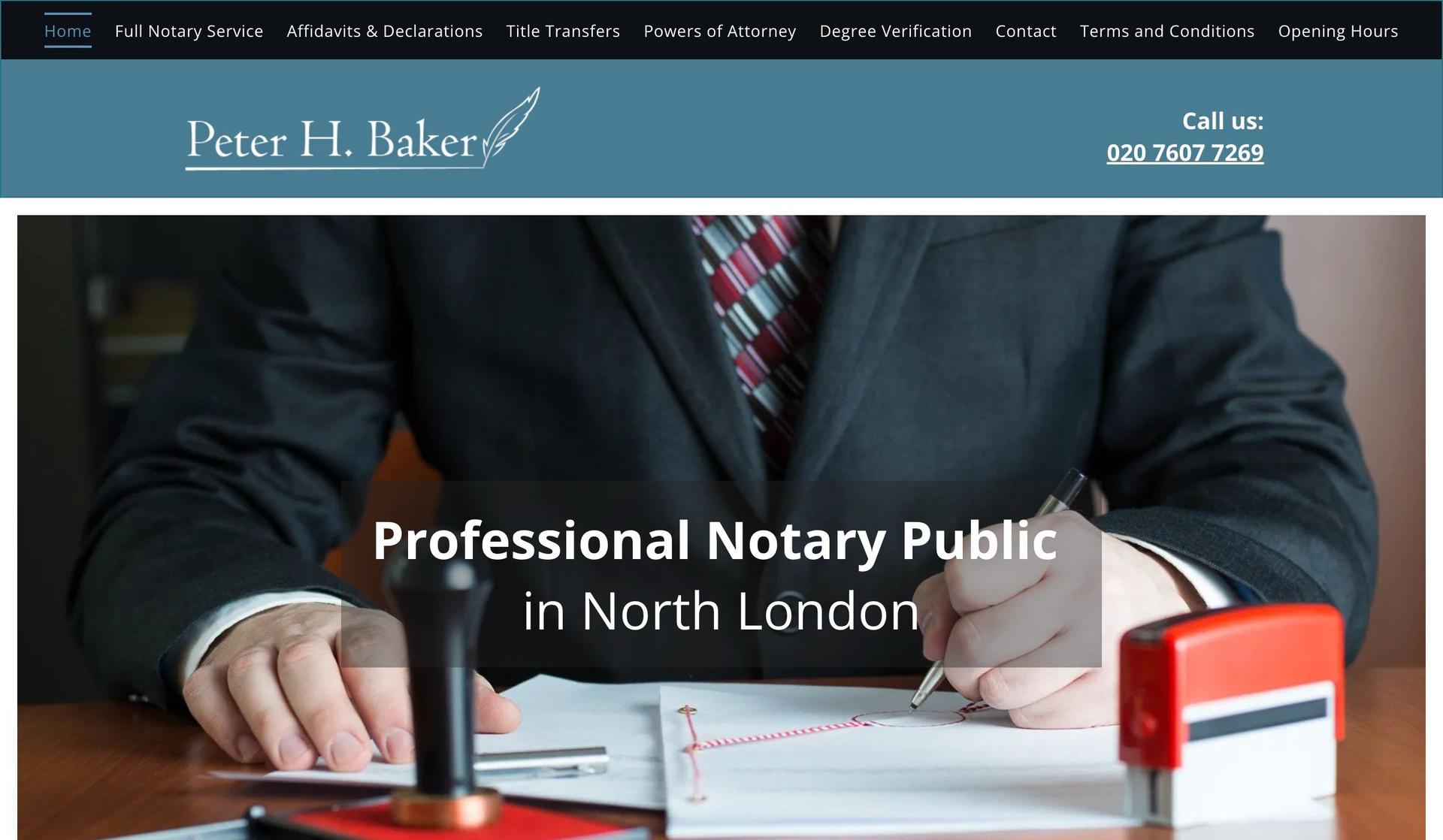 Peter H Baker-notary websites