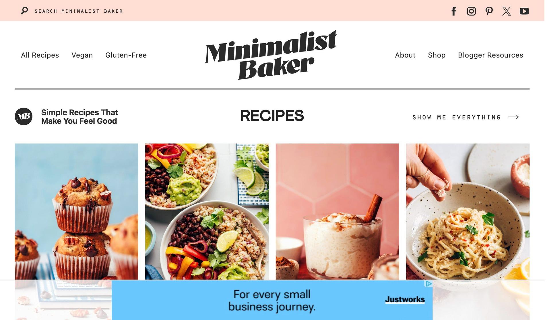 Minimalist Baker-personal blog examples