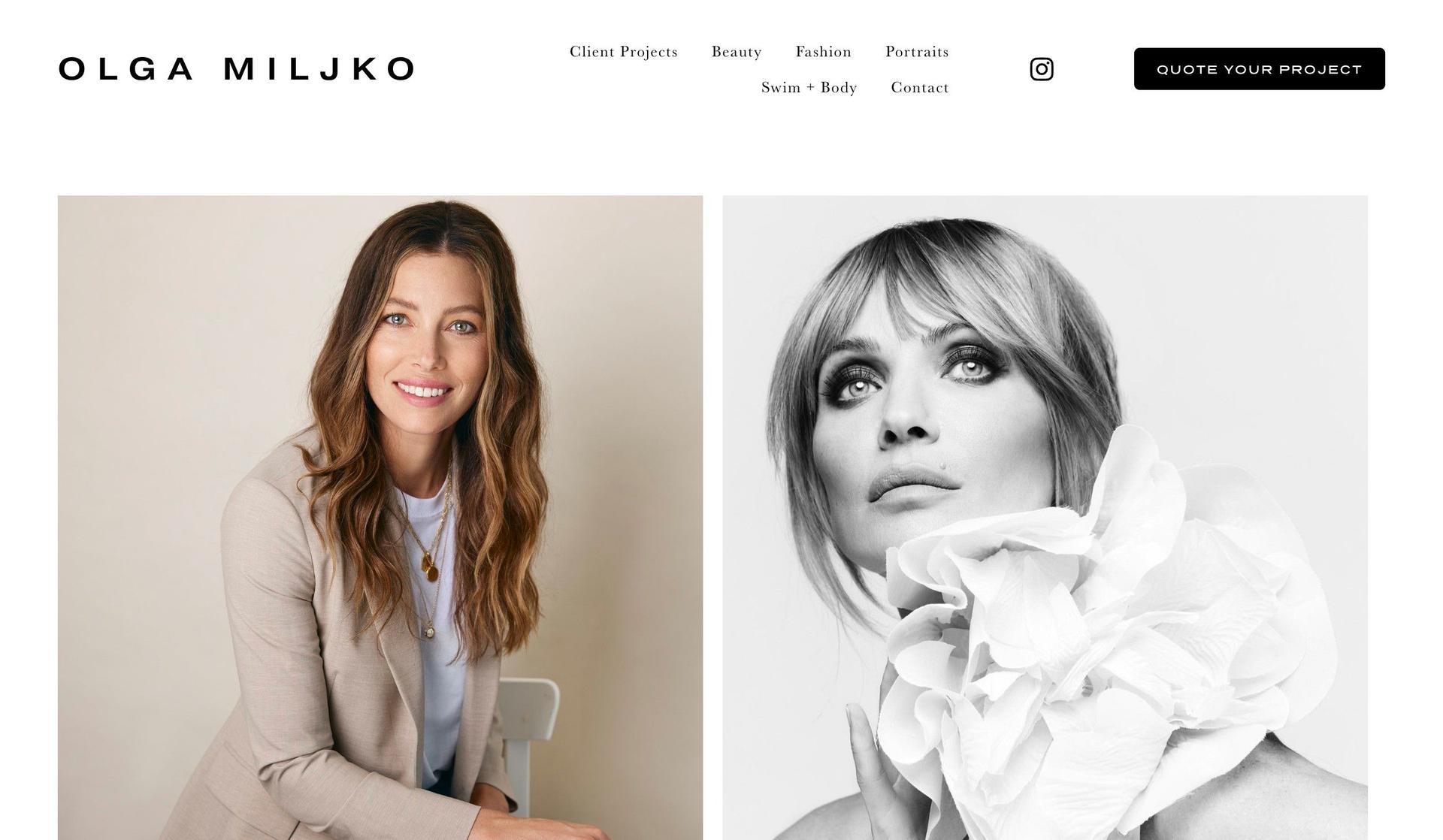 Olga Miljko-personal website examples