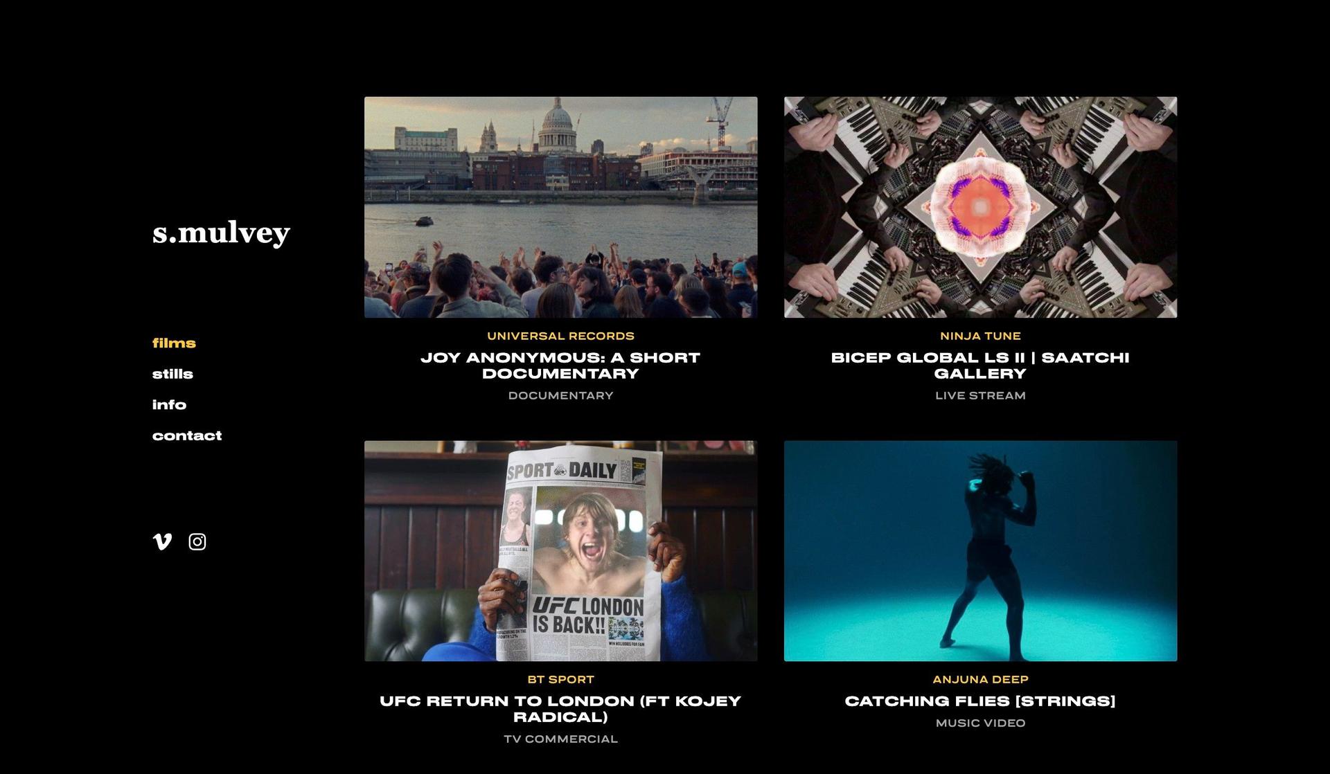 Sam Mulvey-video portfolio websites