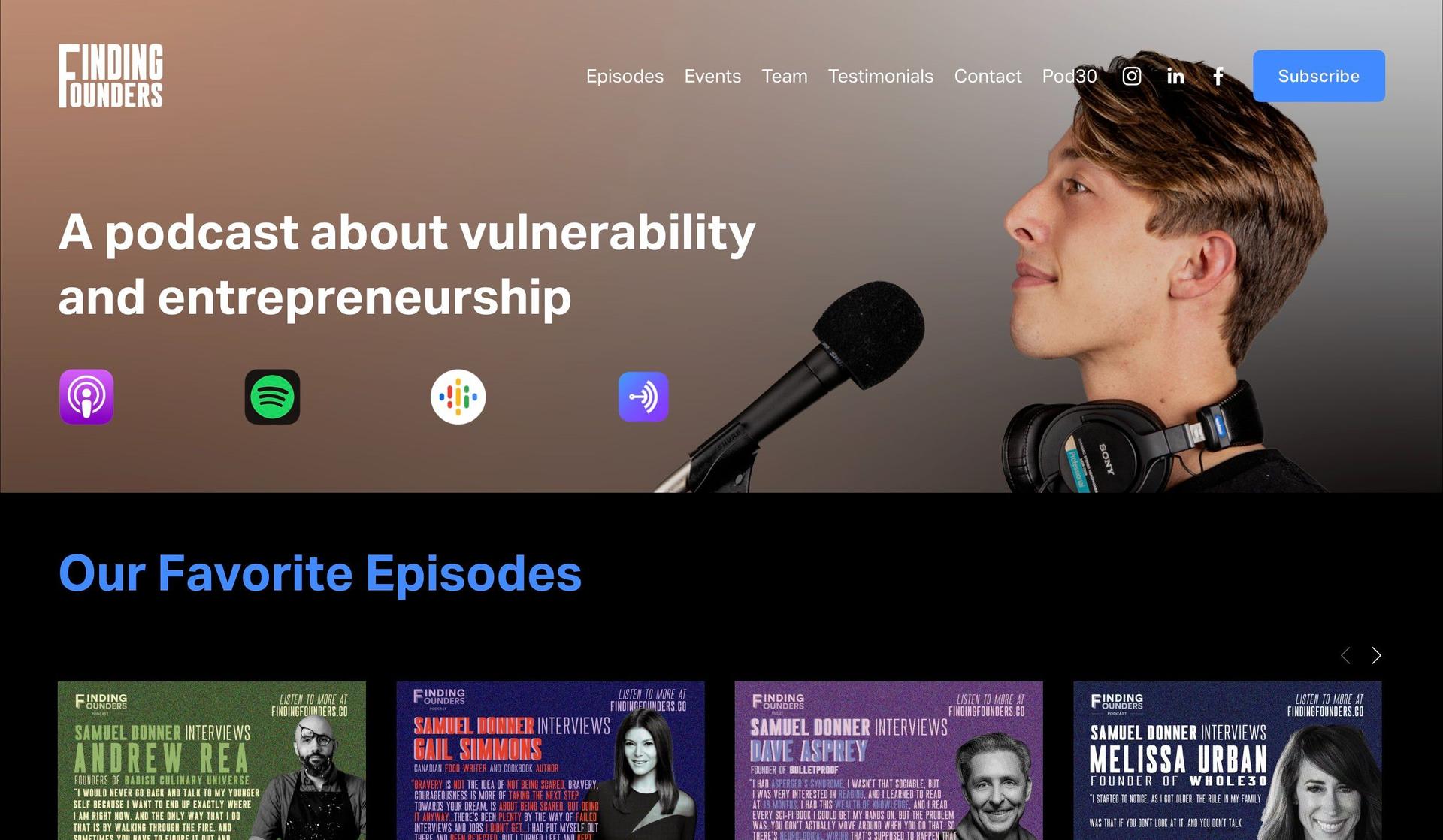 Finding Founders-podcast websites