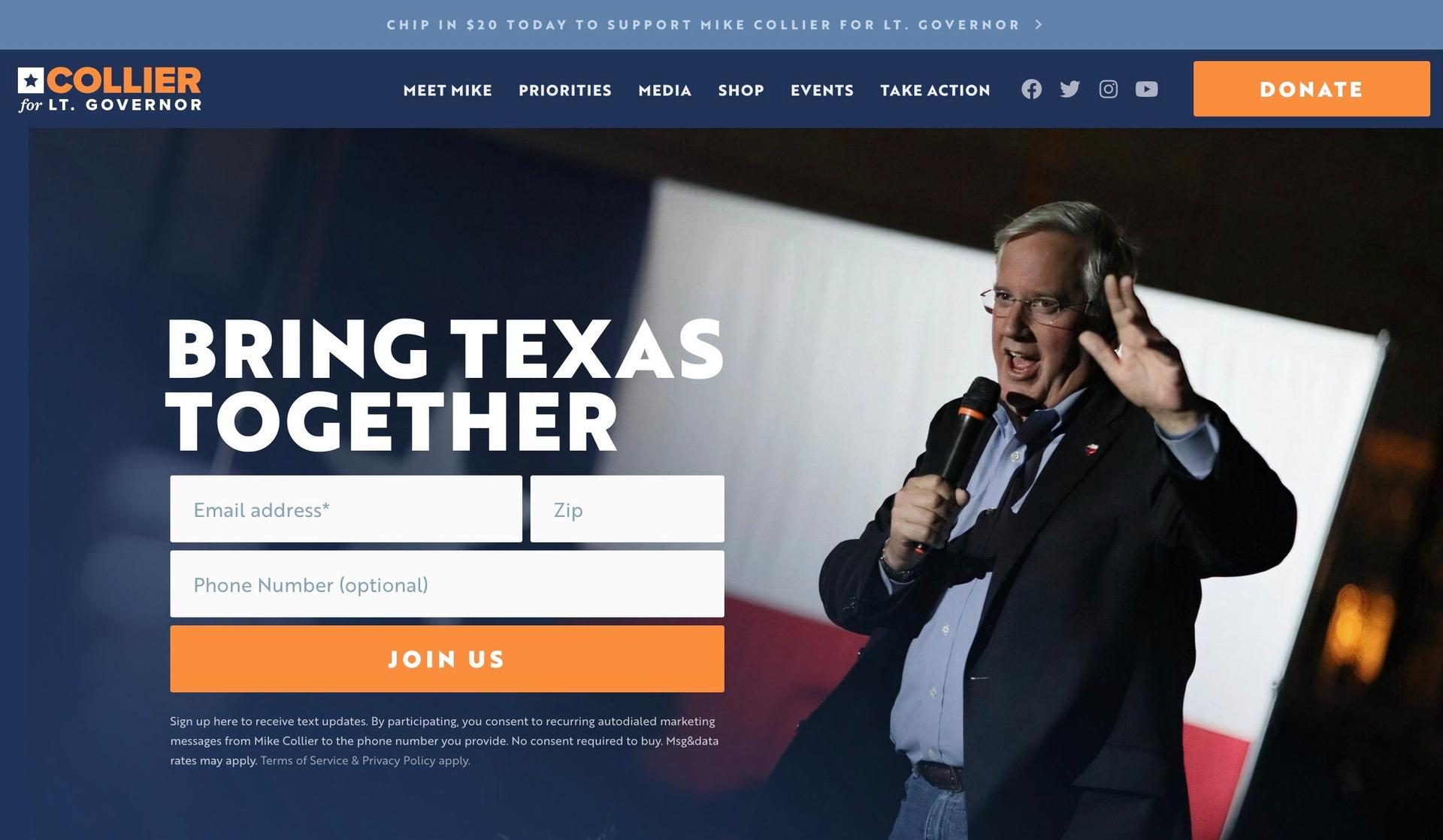 Collier for Texas-politician websites