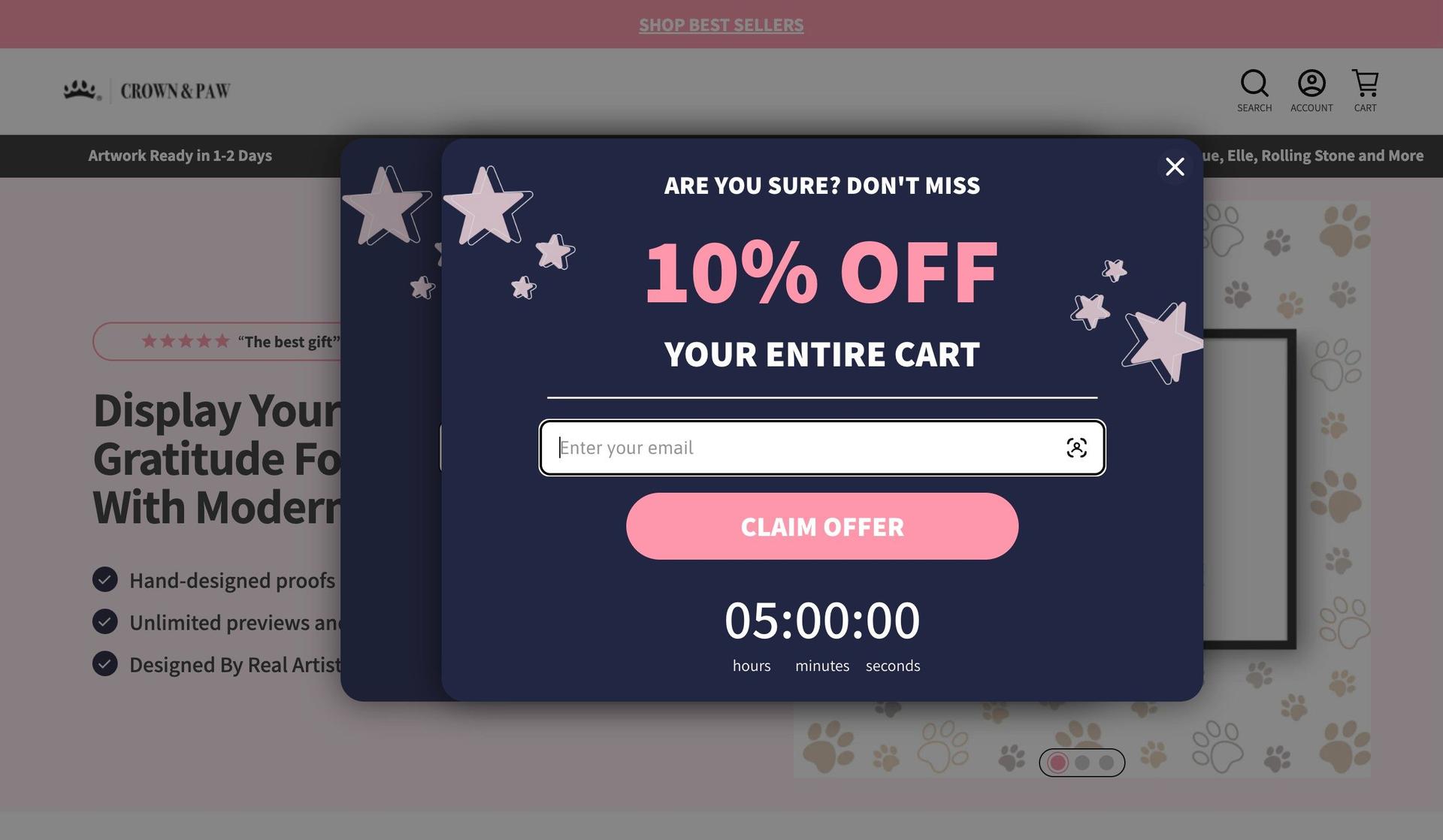 Crown and Paw-print on demand stores