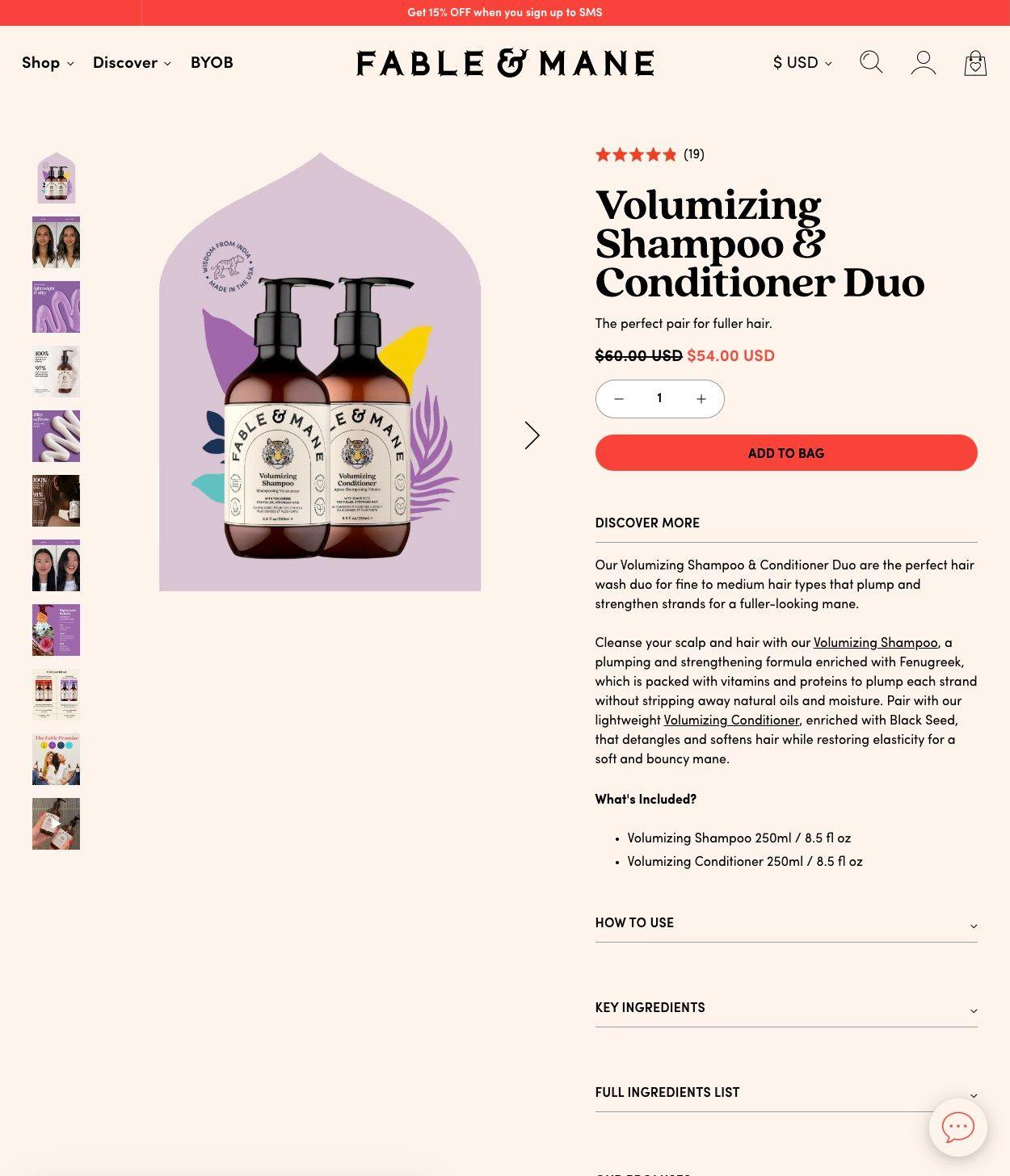 Fable and Mane-product page examples