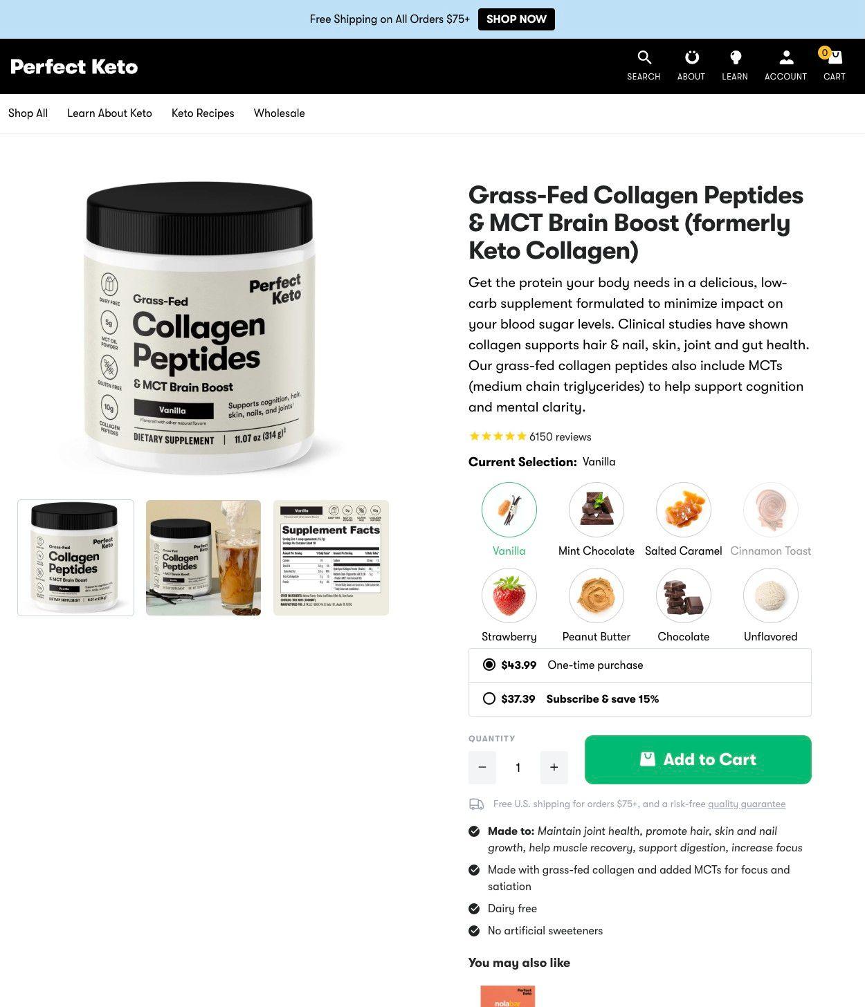 Perfect Keto-product page examples