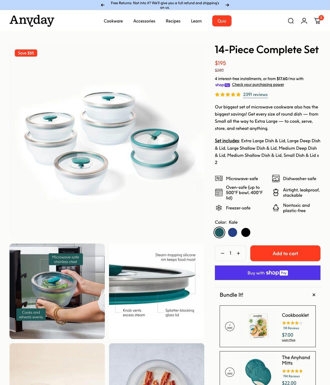 Cook Any Day-product page examples