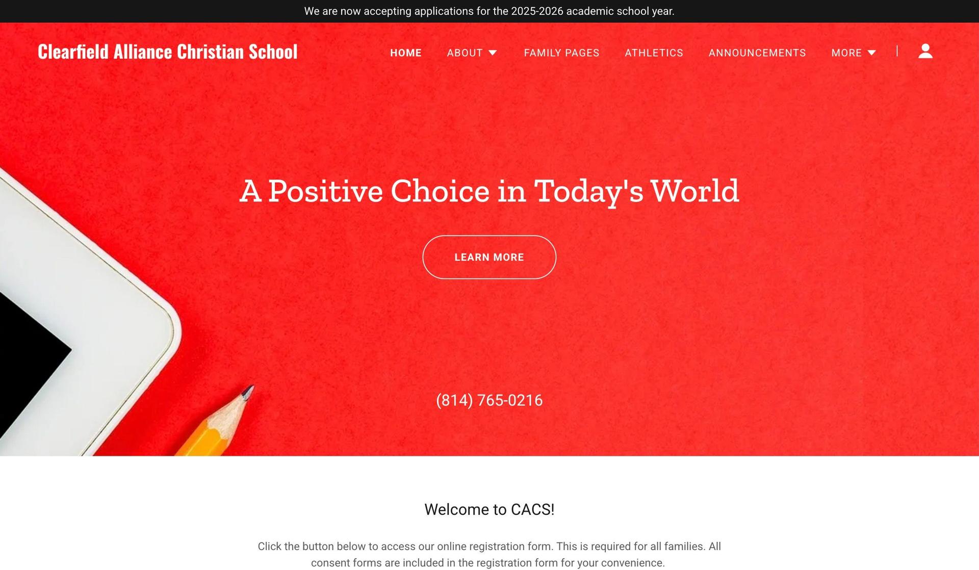 Clearfield Christian Academy-school website designs