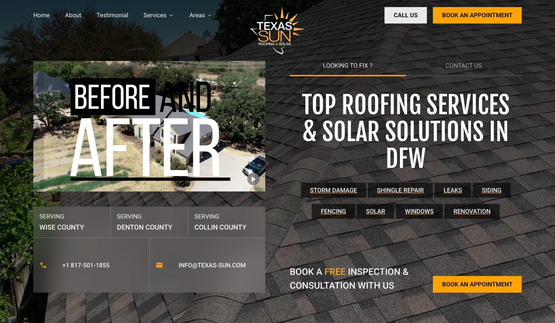 Texas Sun Roofing-roofing websites