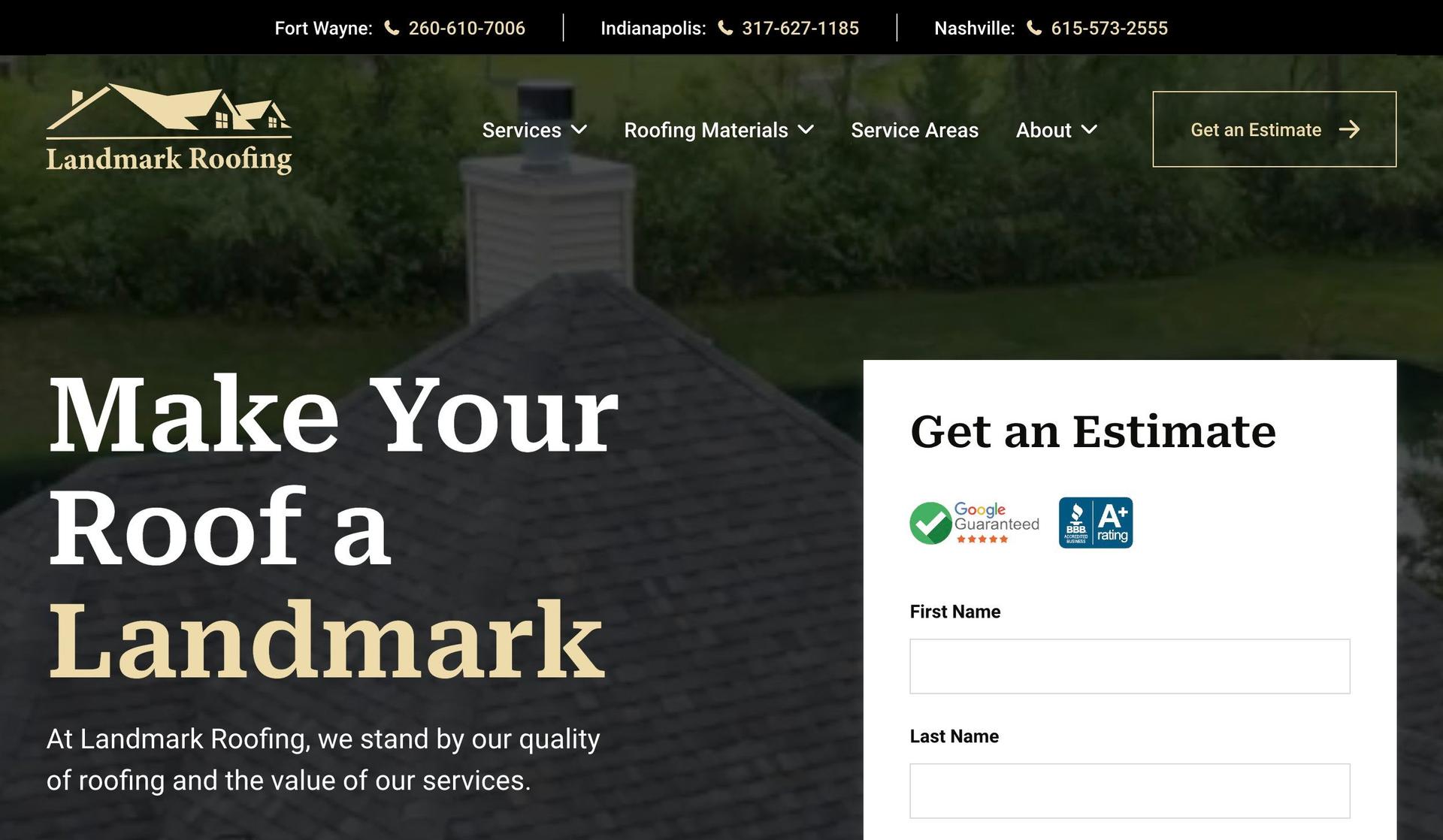 Landmark Roofing Experts-roofing websites