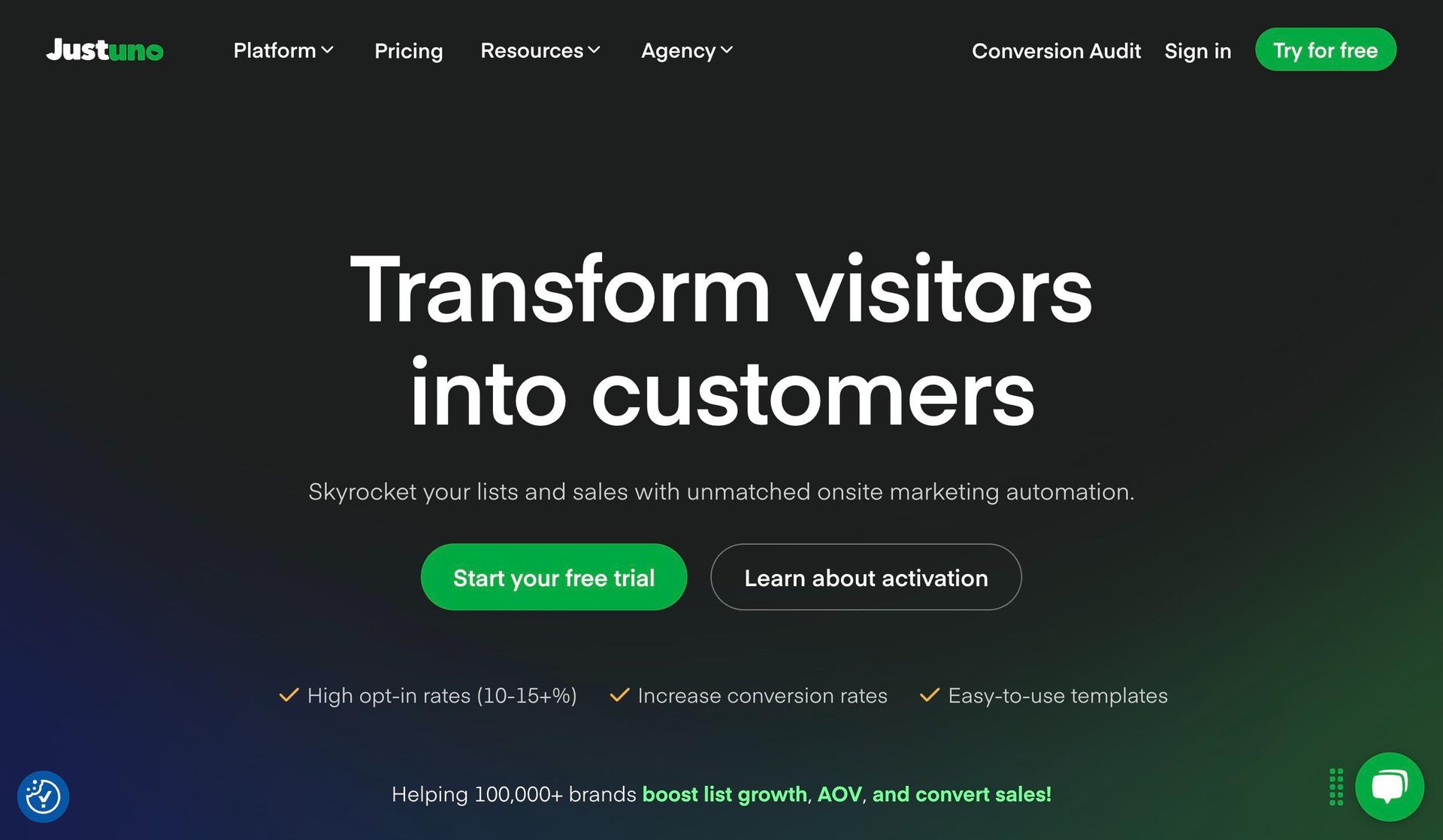 Justuno-saas website examples