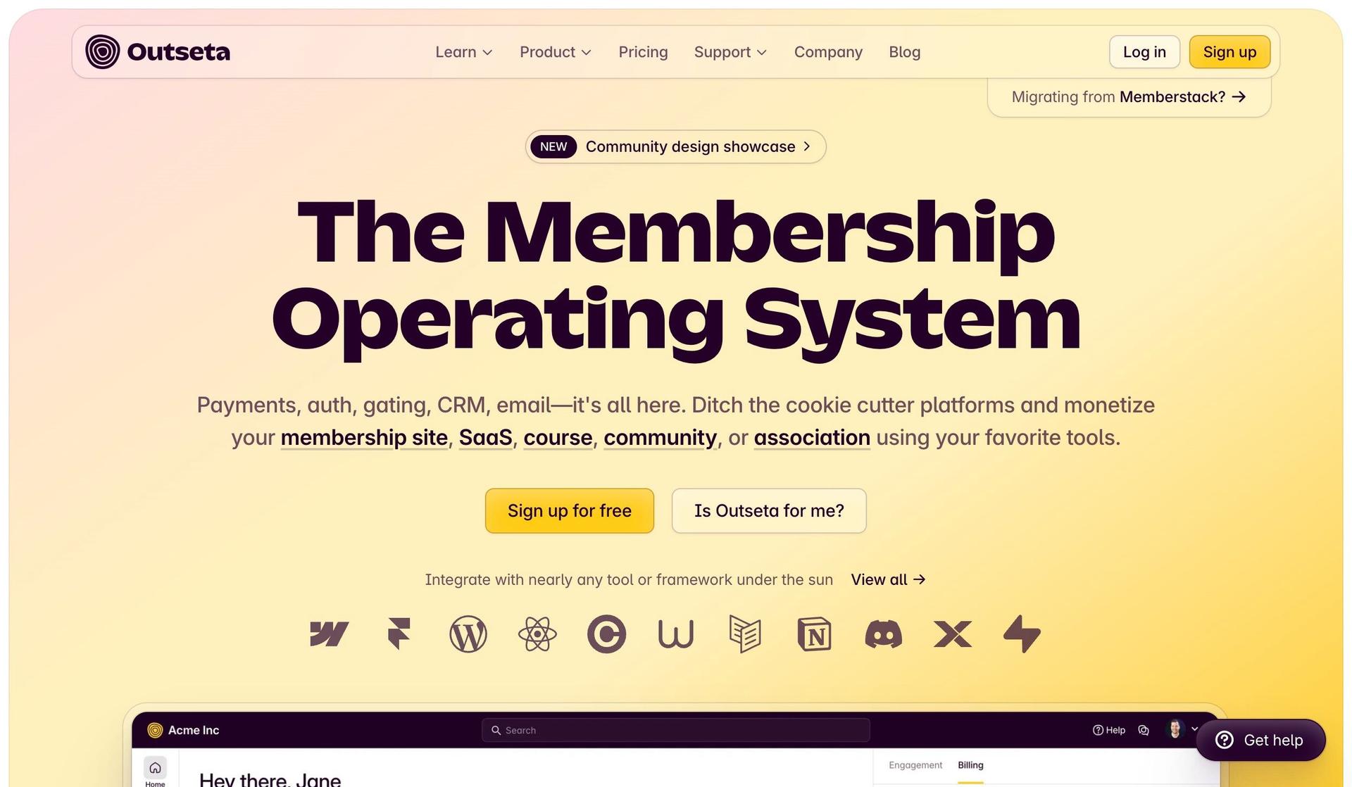 Outseta-saas website examples