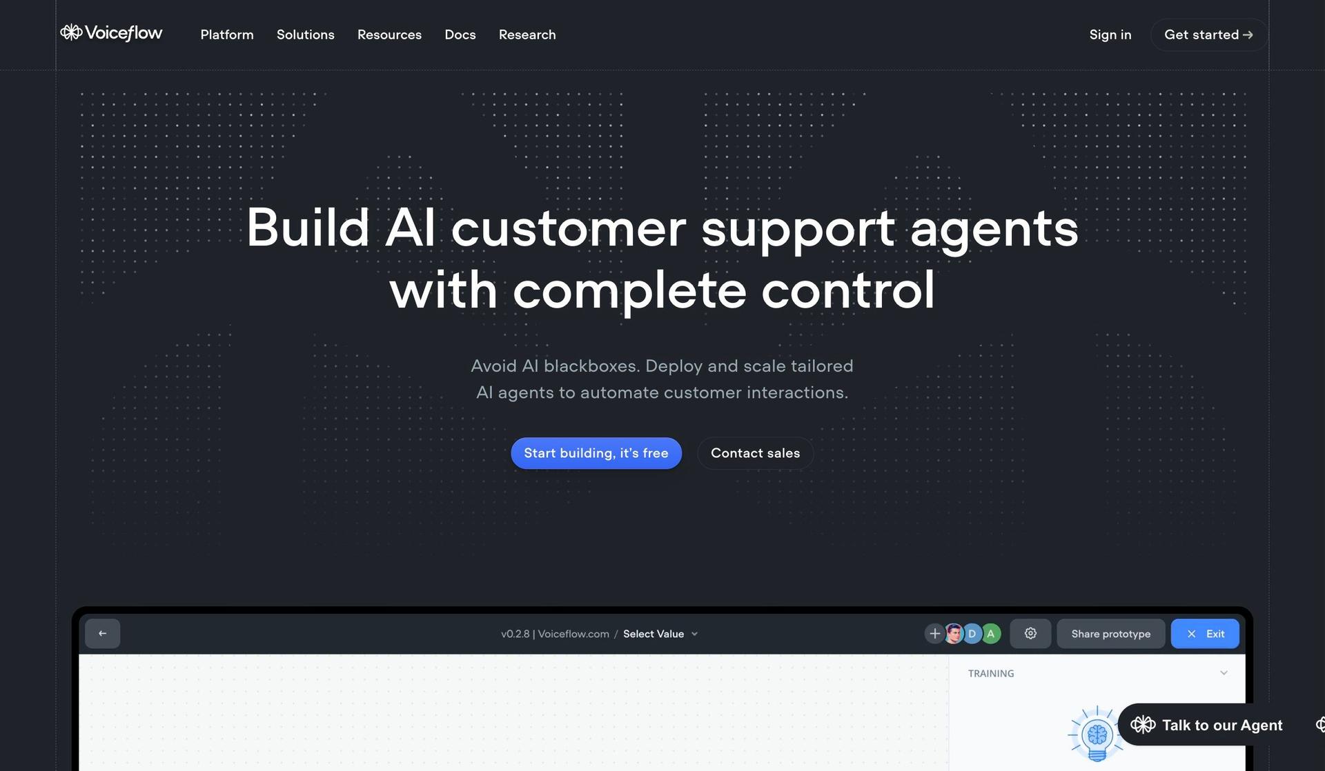 Voiceflow-saas website examples
