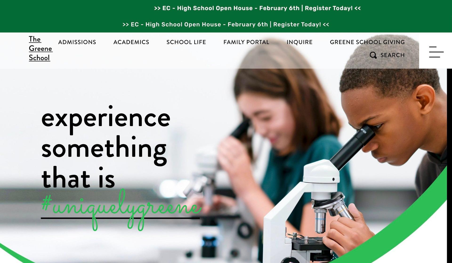 The Greene School-school website designs