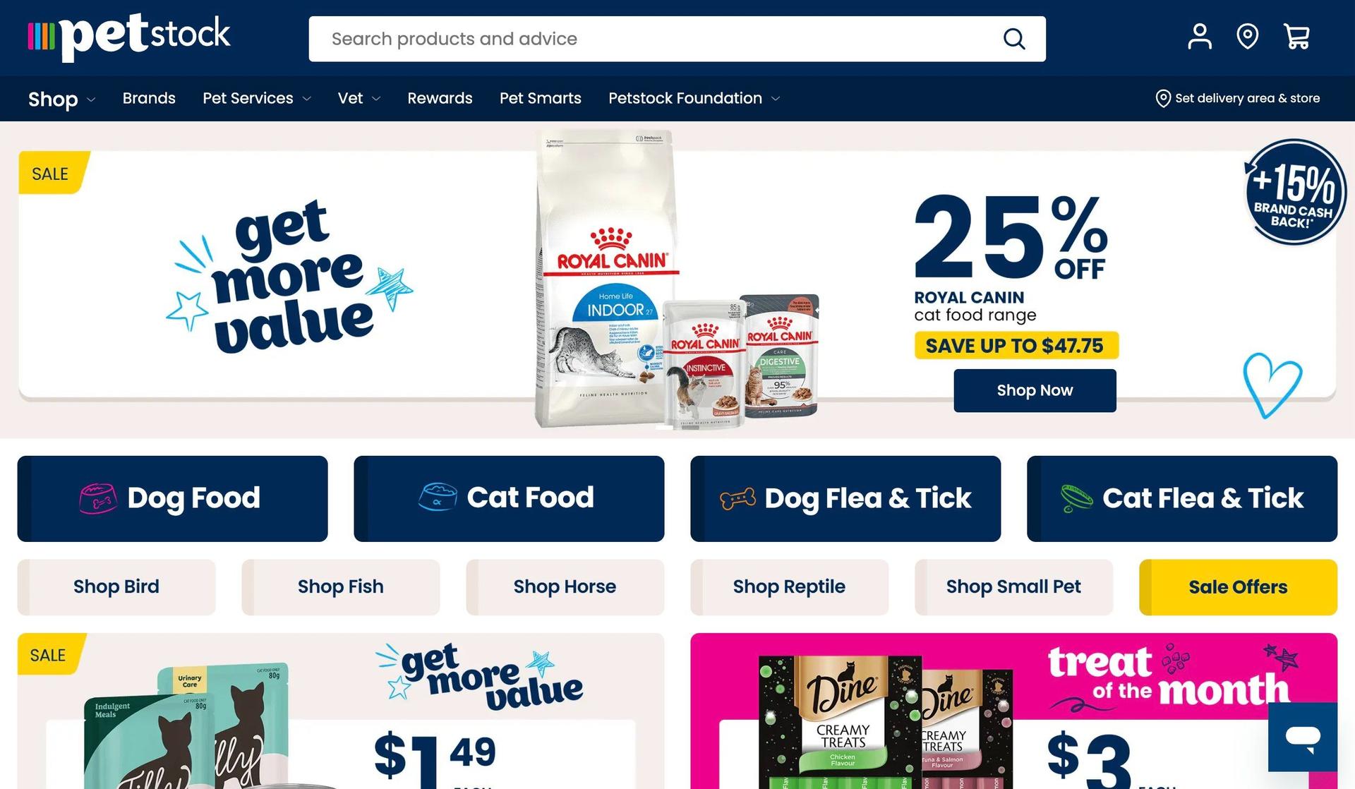 Petstock-pet shop ecommerce websites