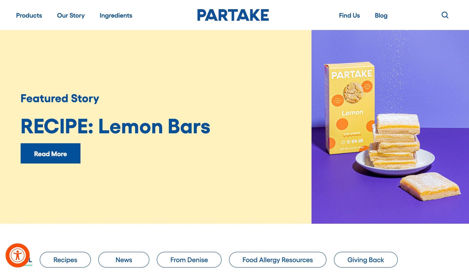 Partake Foods-shopify blog examples
