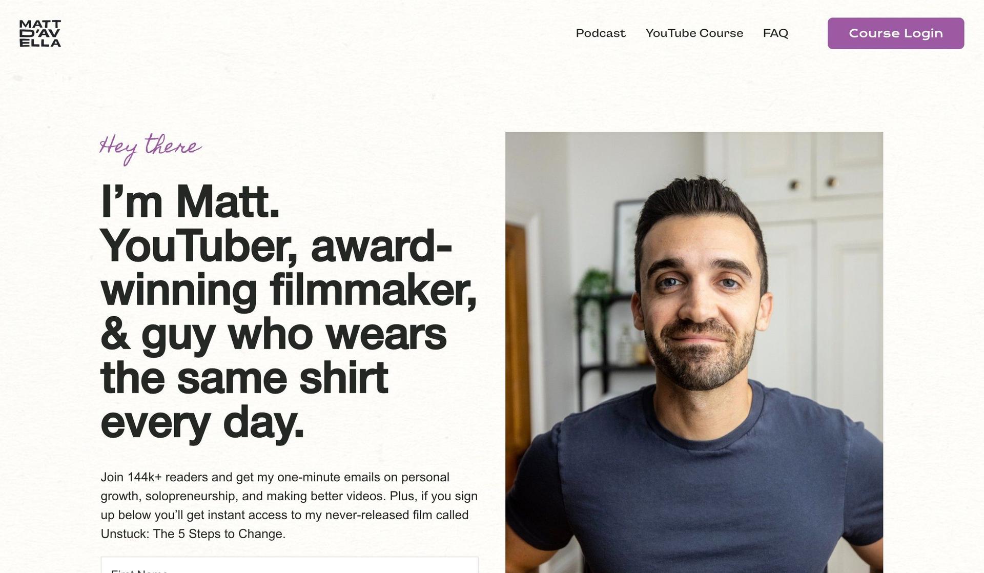 Matt D'Avella-minimalist websites