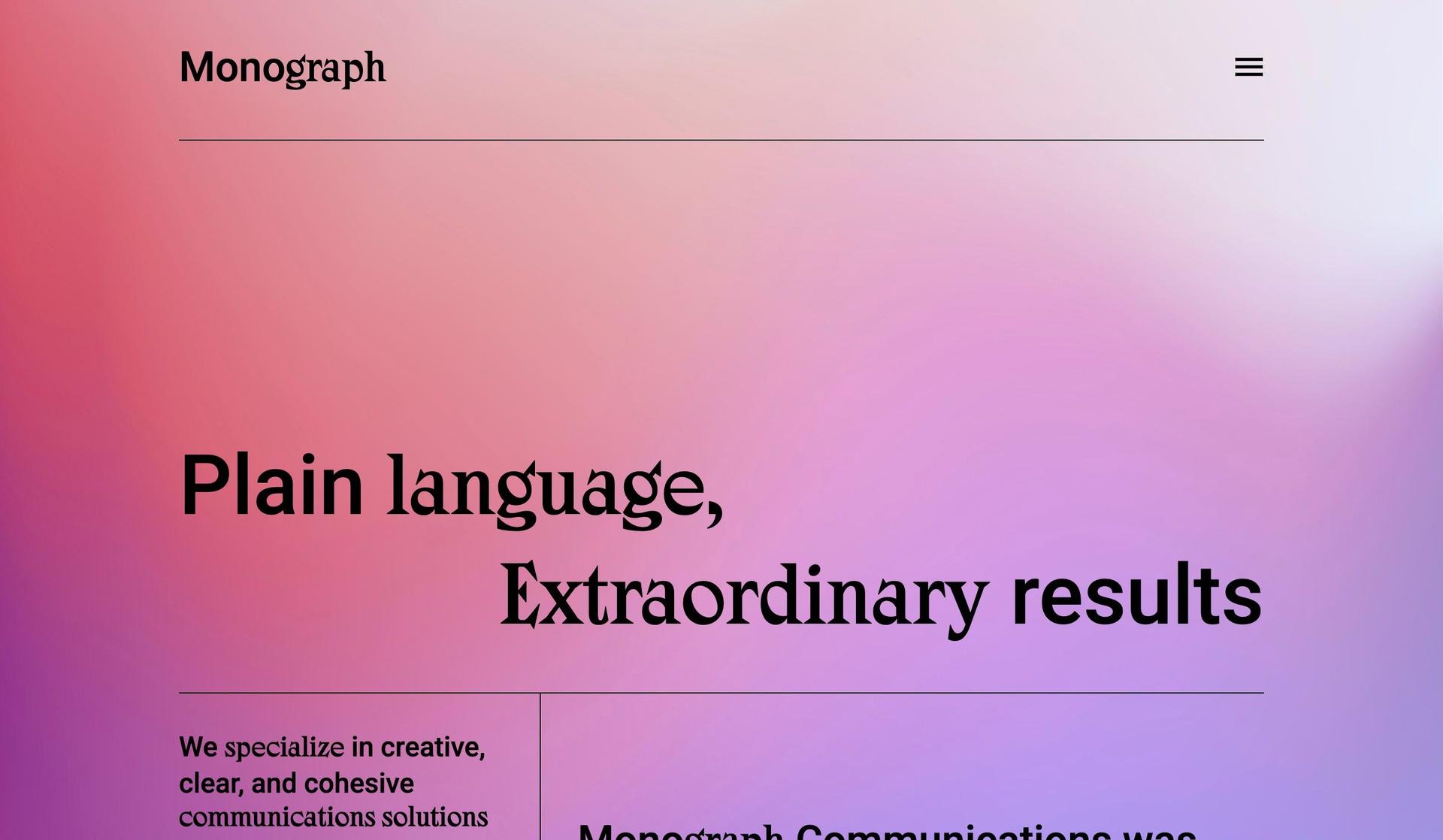 Monograph Comms-simple website examples