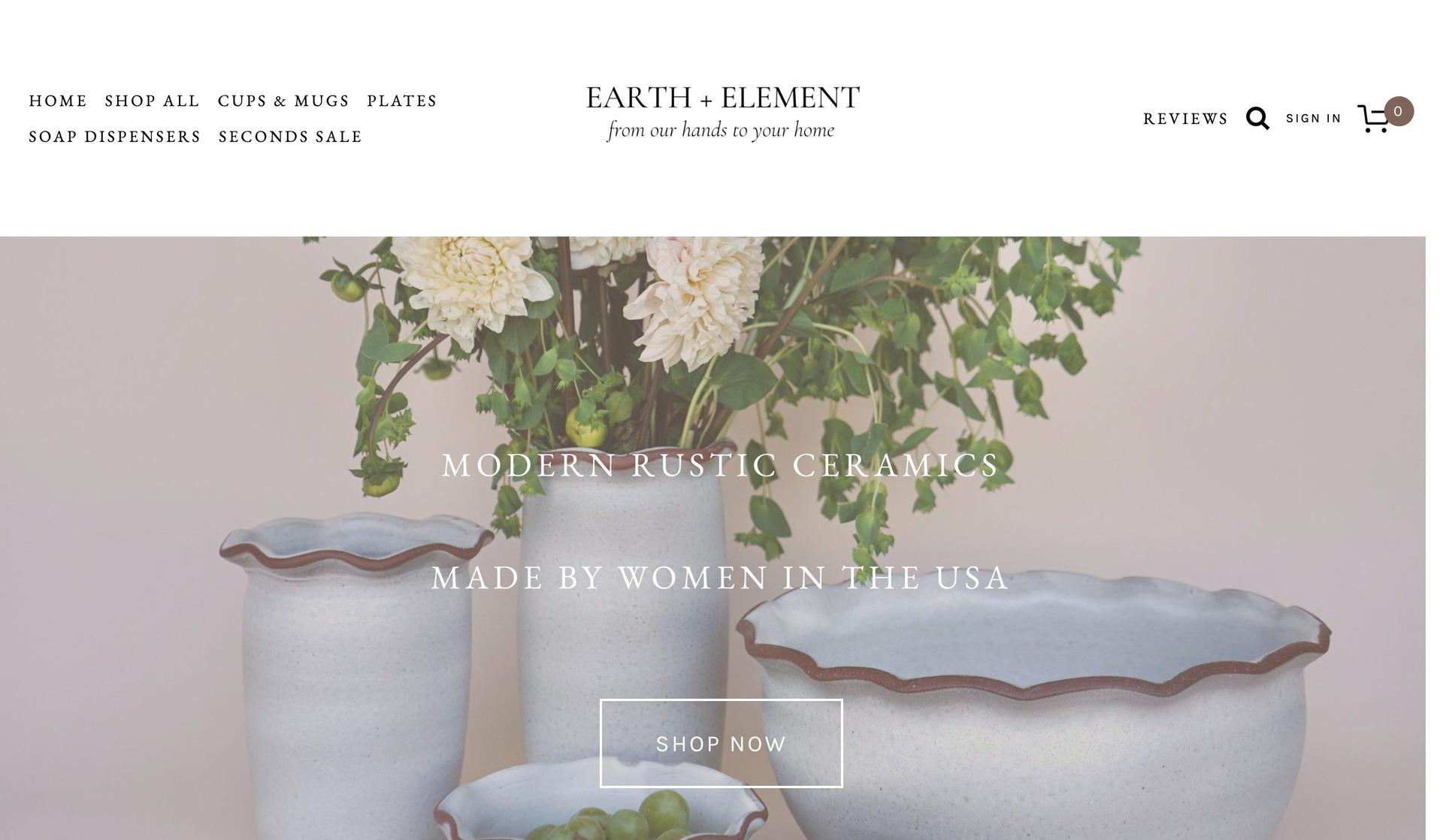 Earth and Element-squarespace ecommerce examples
