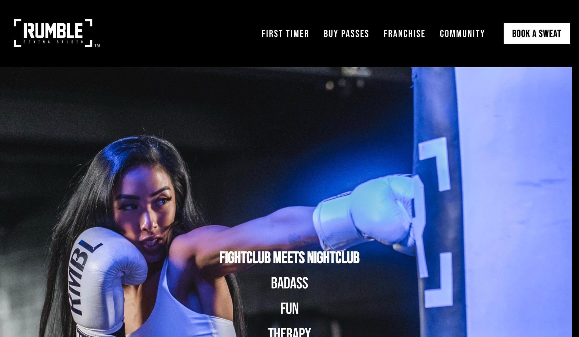 Rumble Boxing-squarespace fitness website examples