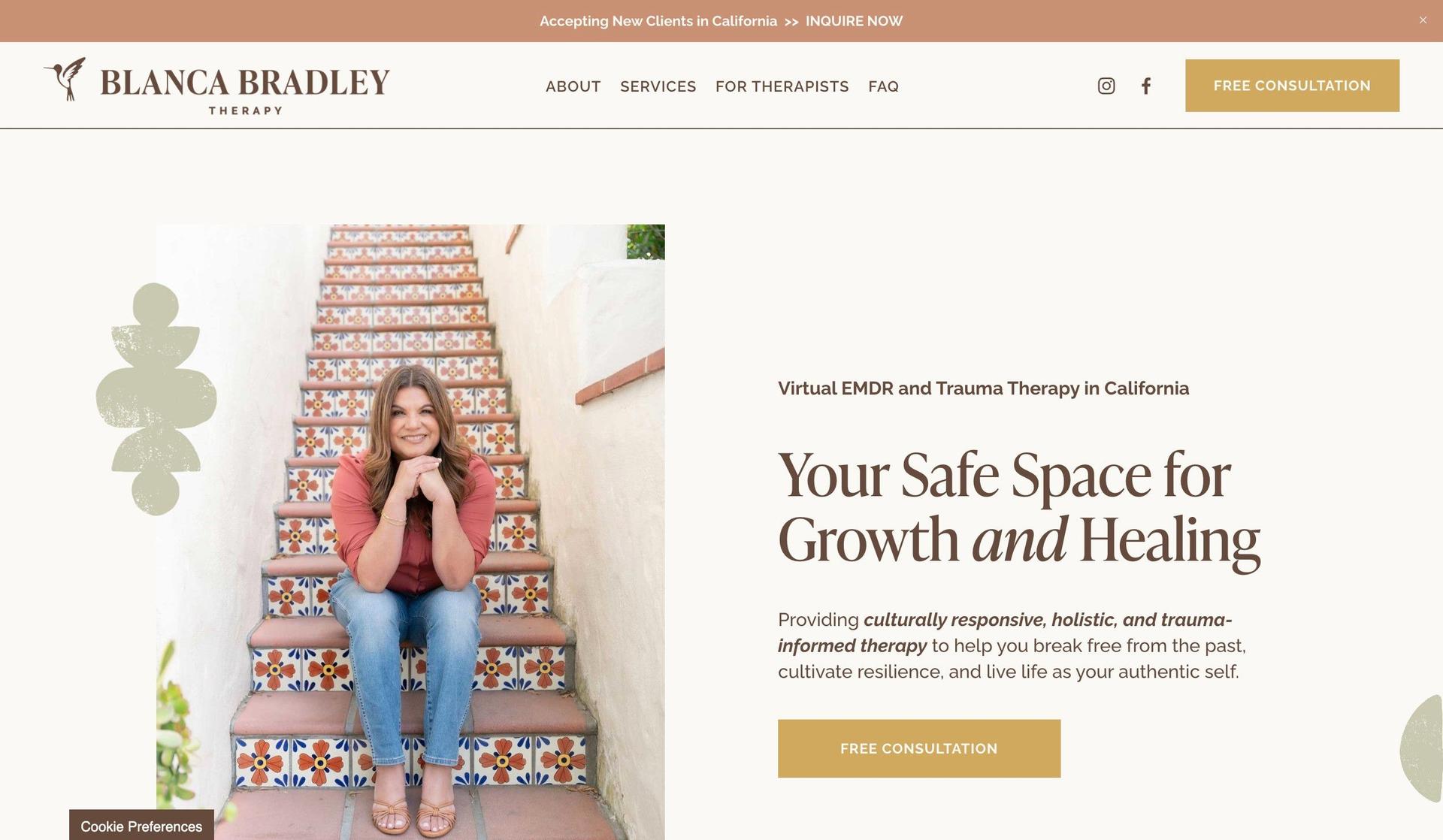 Blanca Bradley Therapy-squarespace therapist website examples